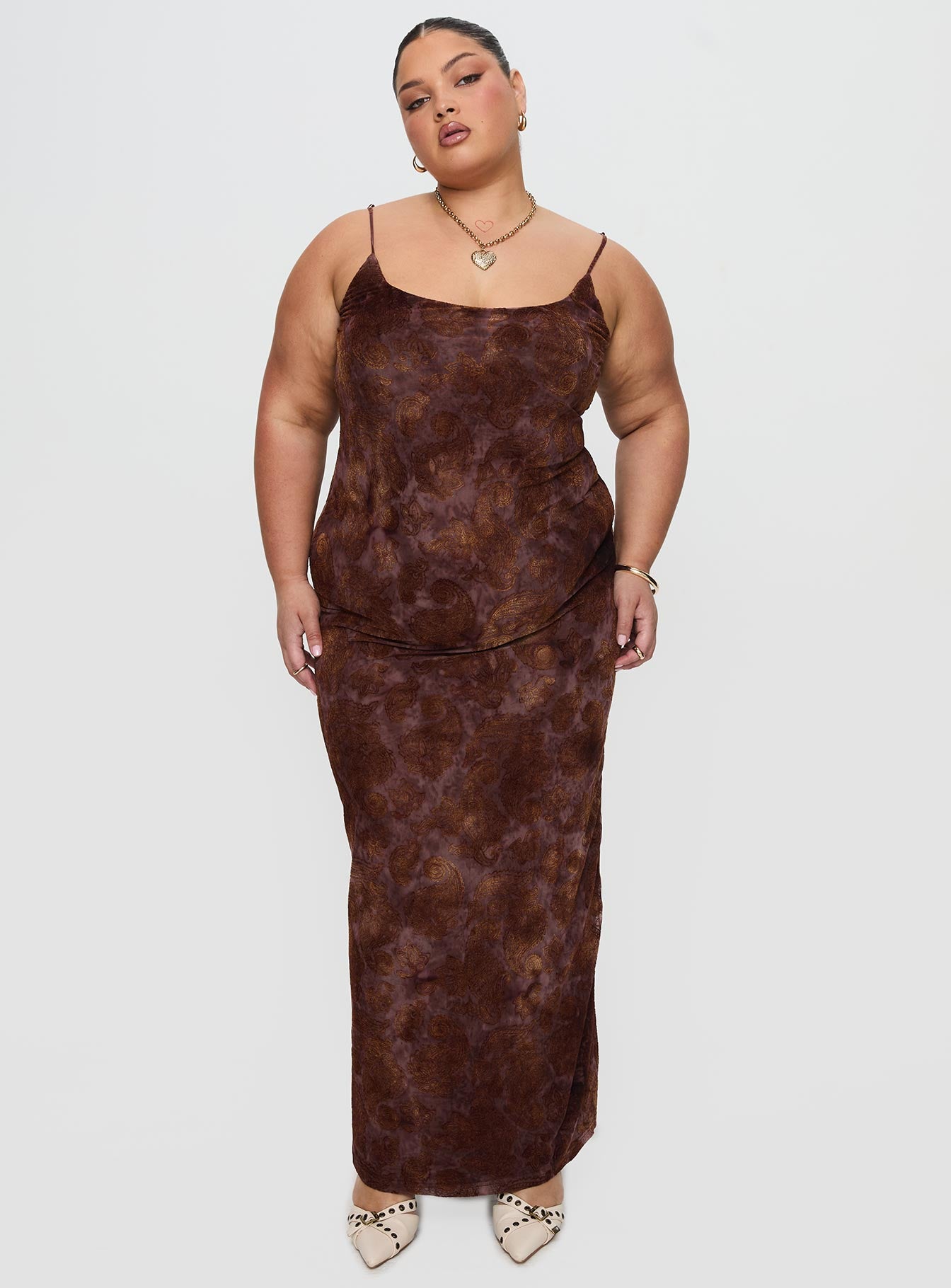 Knox Maxi Dress Chocolate Paisley Curve Cheap Sale Reliable