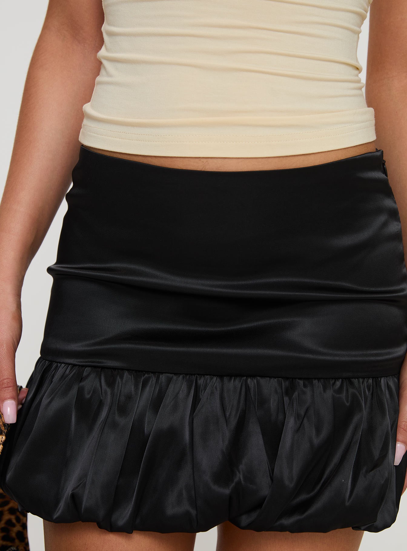 Ravioli Bubble Hem Mini Skirt Black For Nice Cheap Price