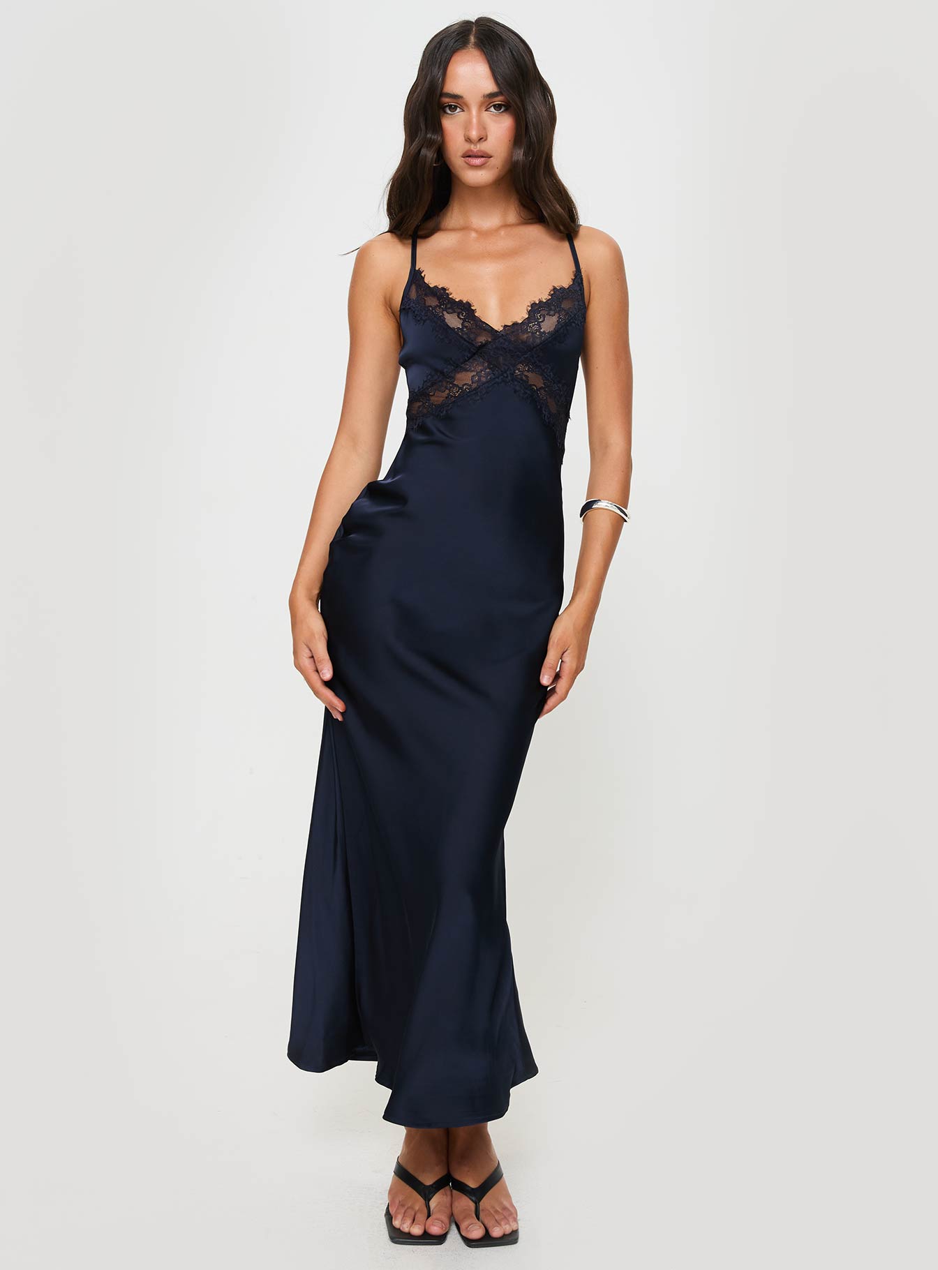 Treasure Bias Cut Maxi Dress Navy Petite Shop For Cheap Pice