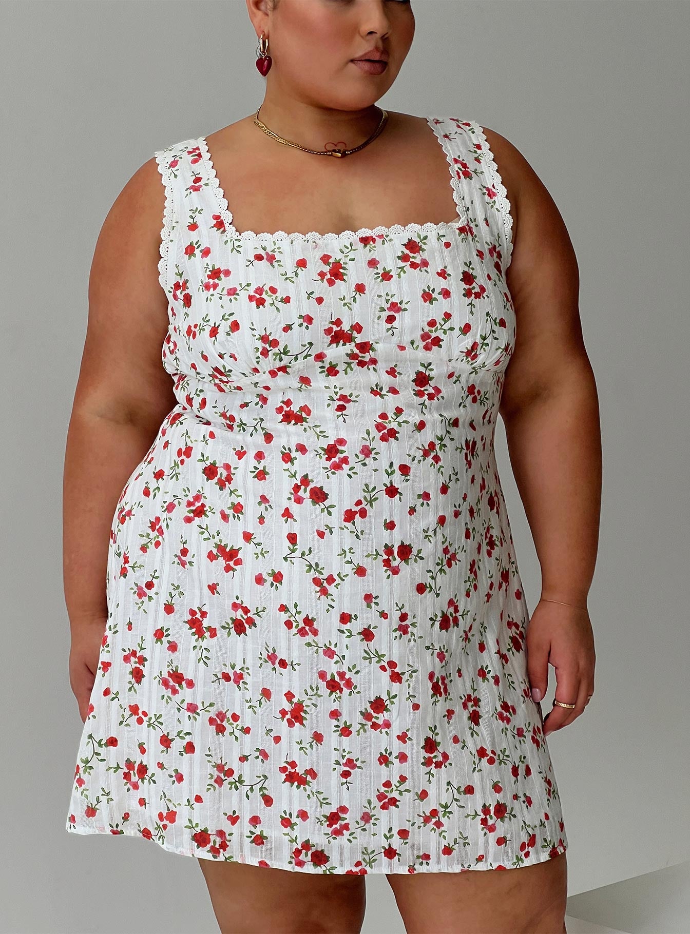 Dasha Mini Dress White Floral Curve Purchase For Sale