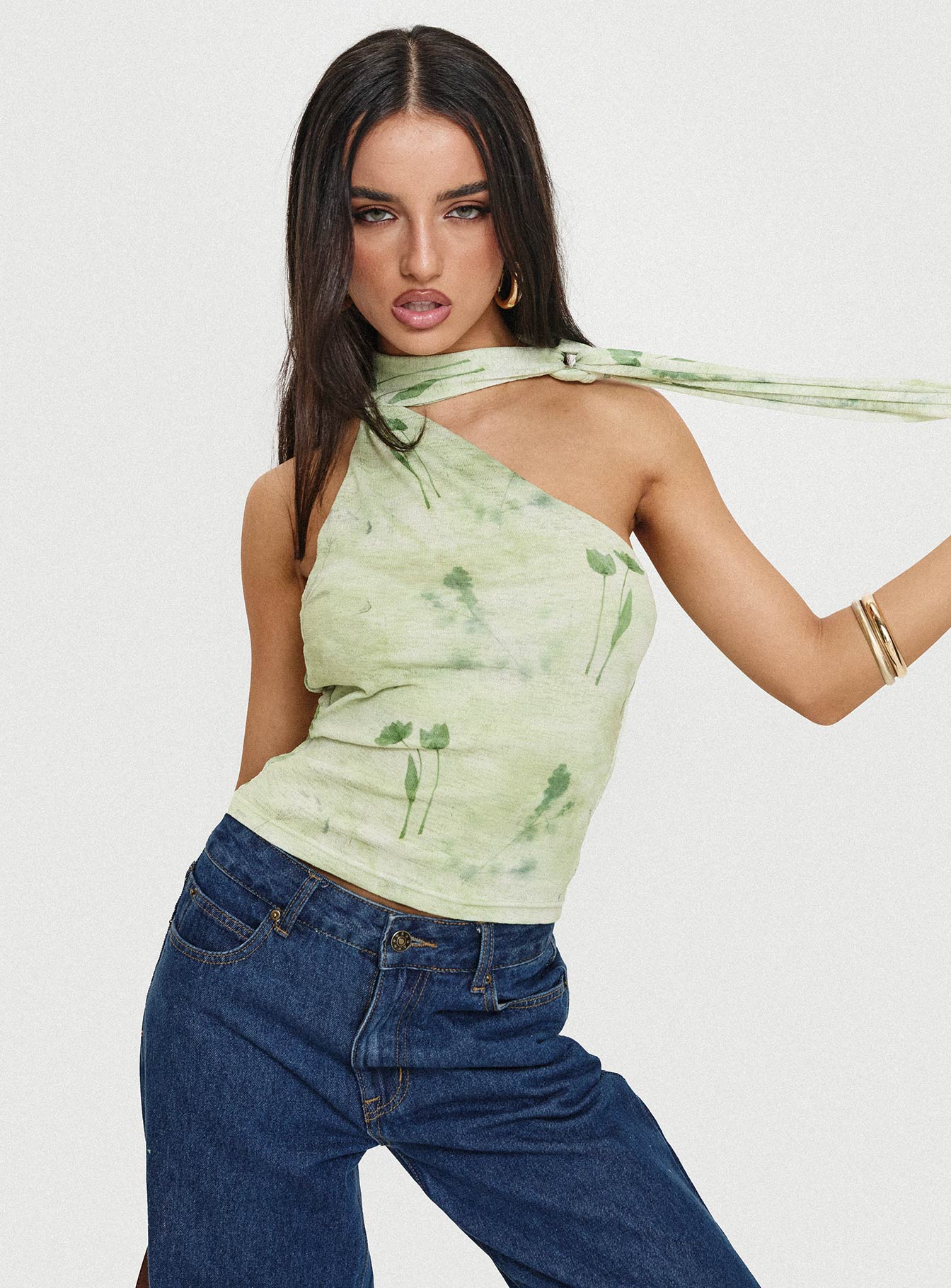 Anderstone Neck Tie Top Green Clearance With Mastercard