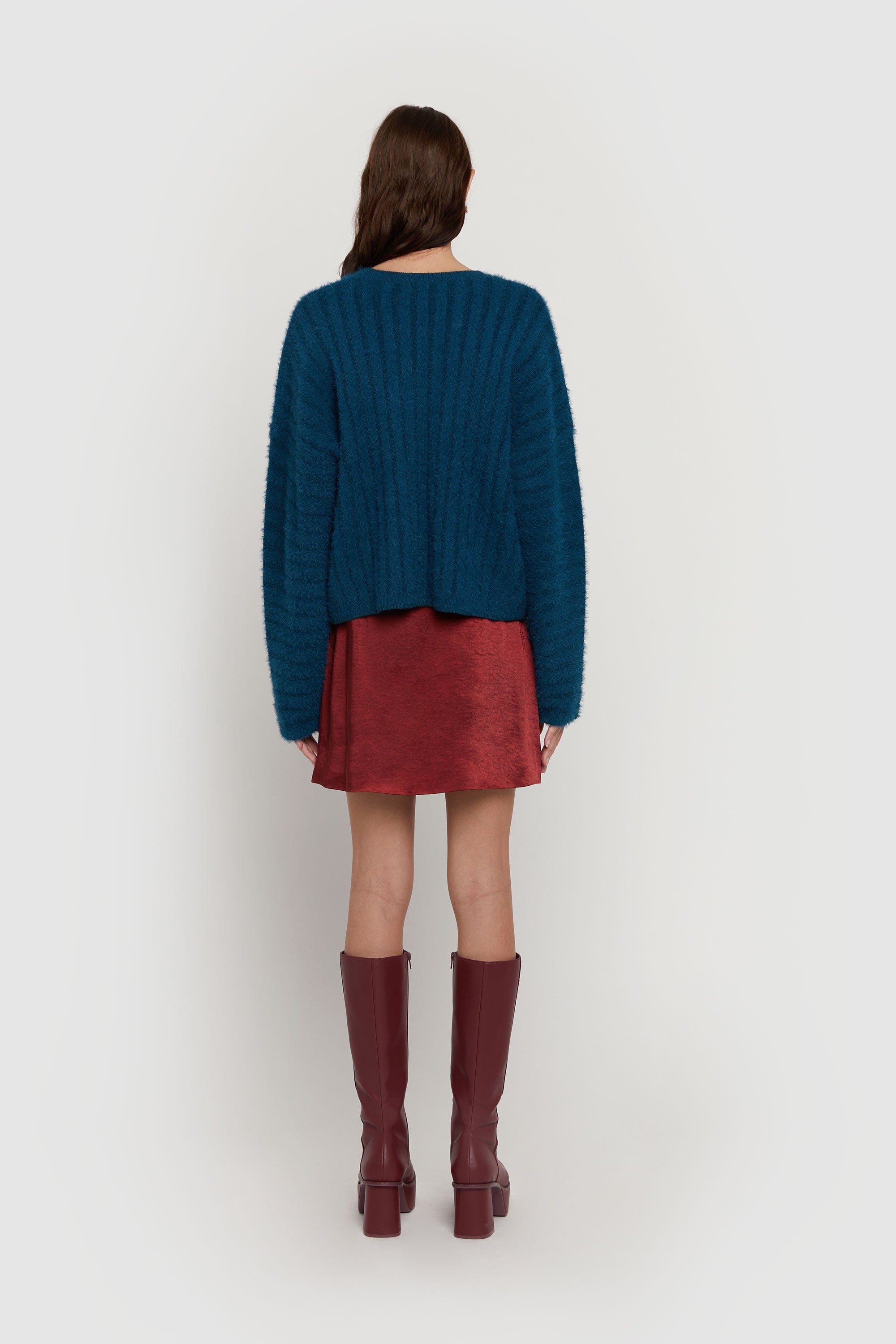 FUZZY RIBBED SWEATER Choice For Sale