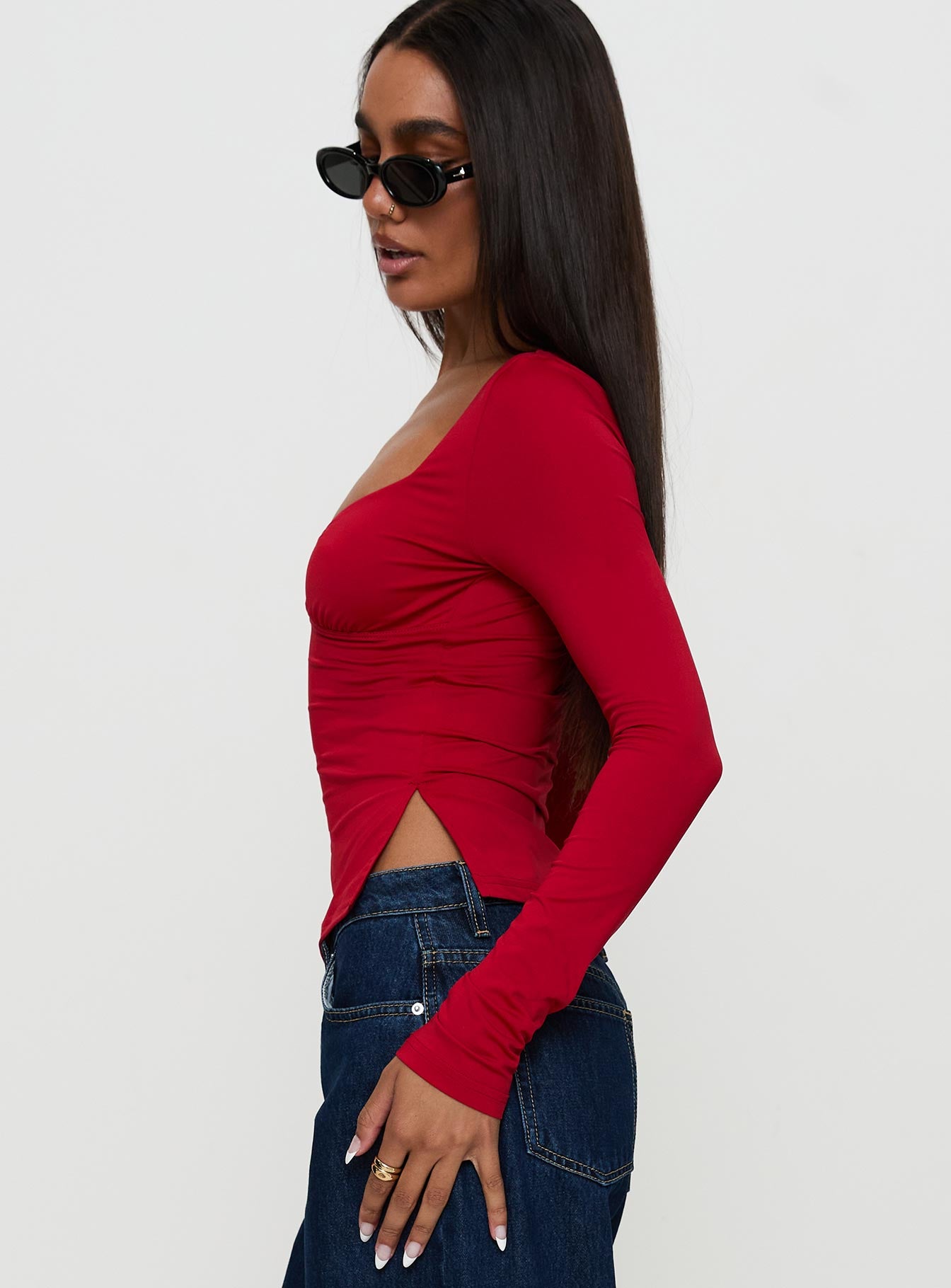 Keane Long Sleeve Top Red Cheap Sale Free Shipping