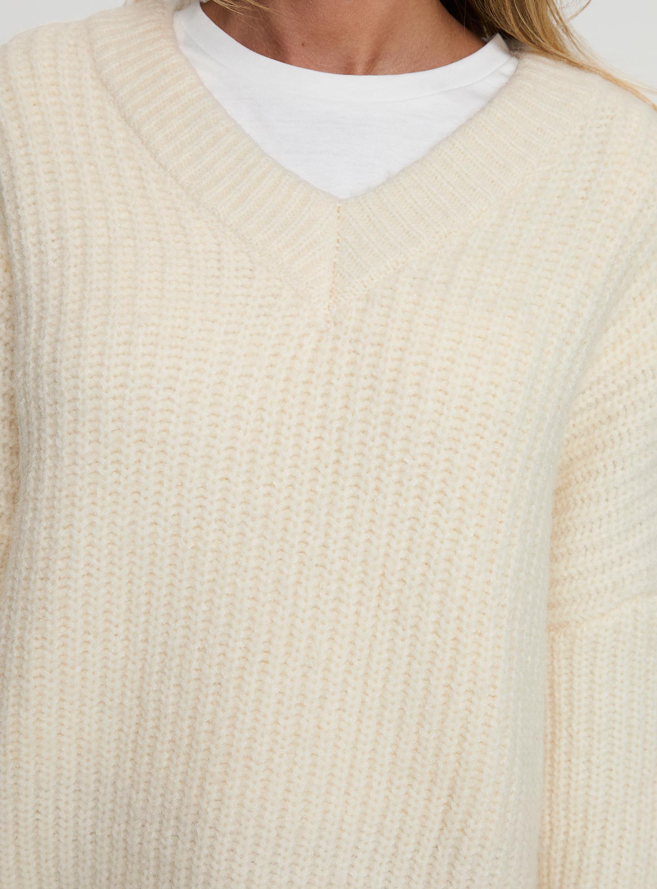 Have It All V Neck Knit Sweater Cream Best Store To Get Sale Online