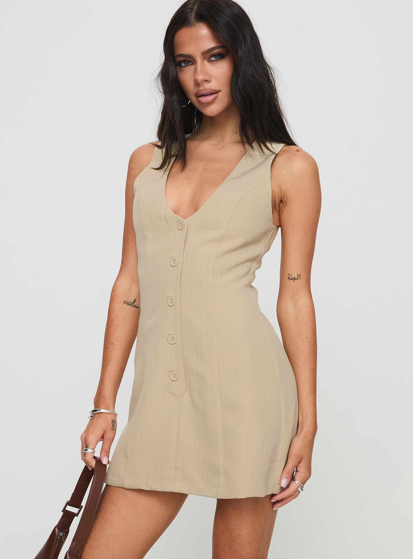 Rosemarie Romper Beige Pinstripe Buy Cheap Big Discount