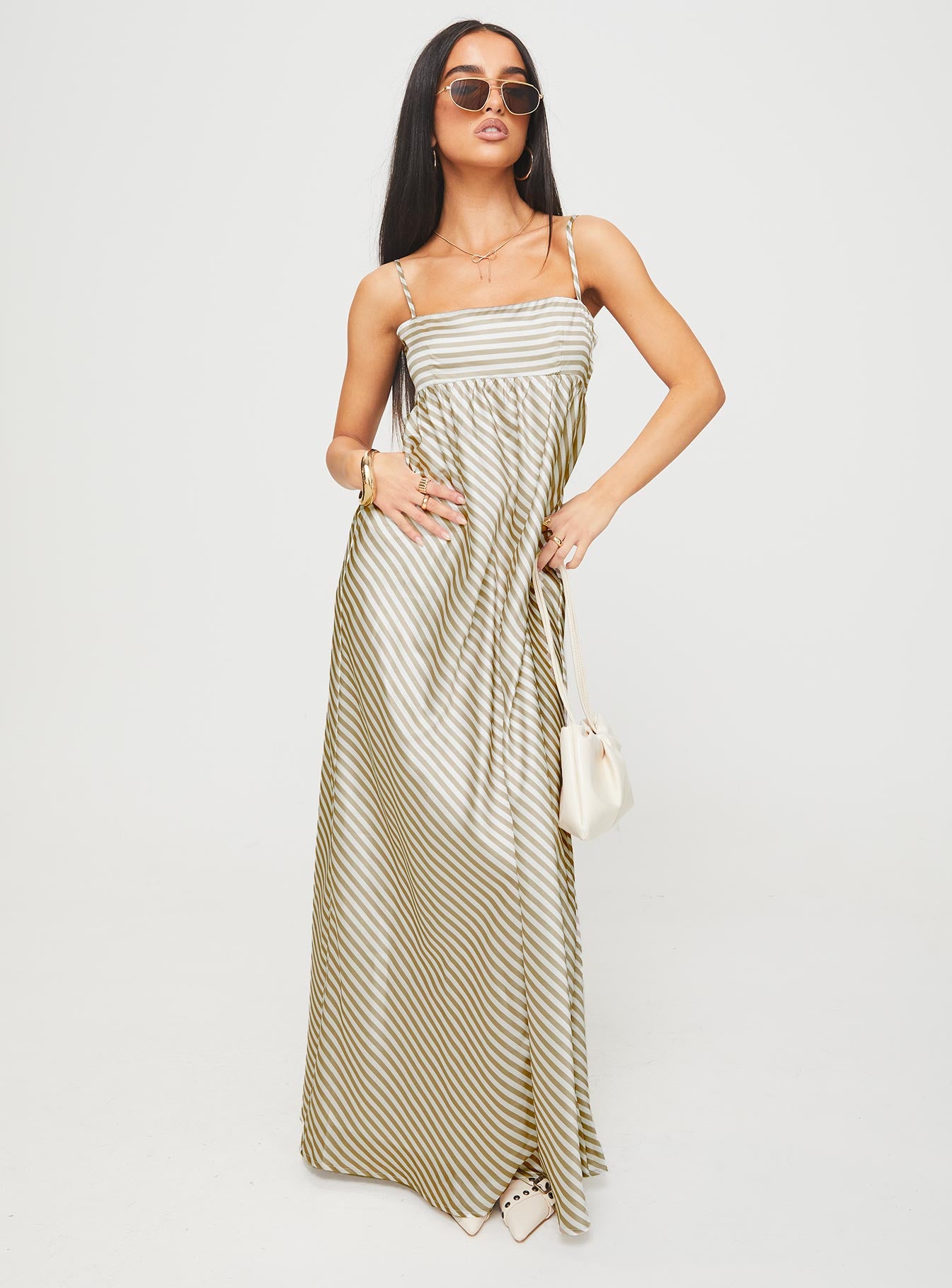 Pansotti Maxi Dress Beige / White Stripe Buy Cheap Manchester