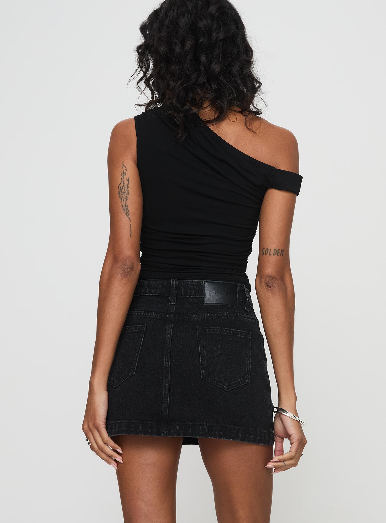 Nickei Denim Mini Skirt Washed Black Clearance 2025 New