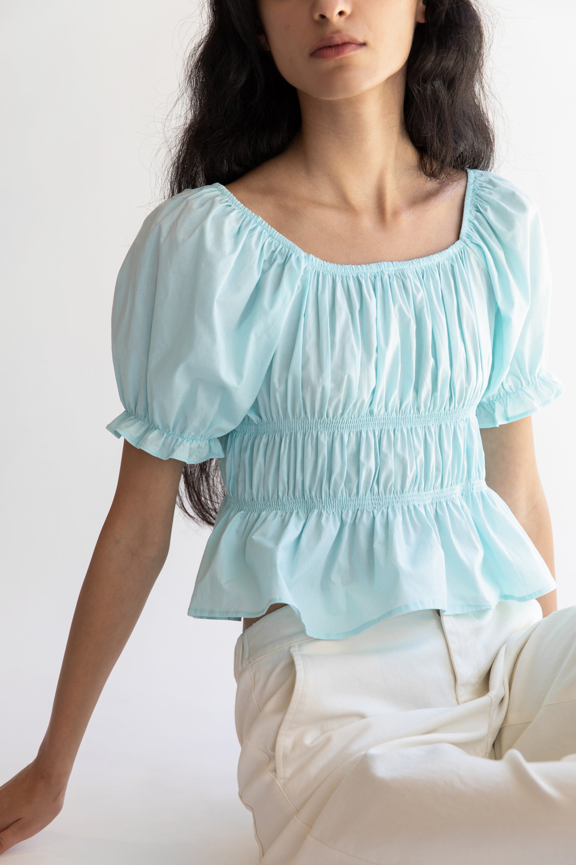 PUFF SLEEVE SQUARE NECK TOP Buy Cheap Hot Sale