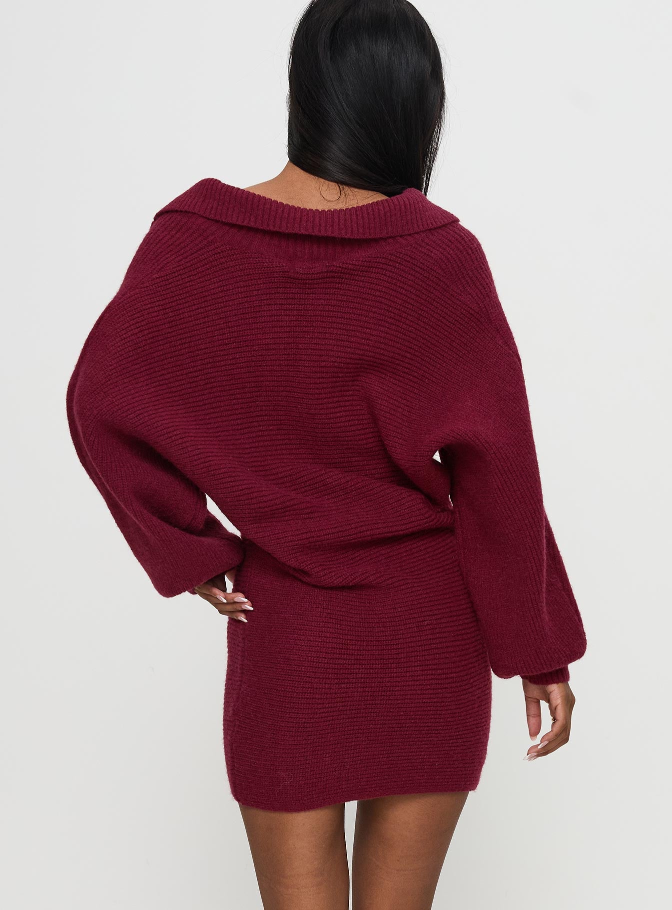 Thorelle Sweater Mini Dress Burgundy Low Pice Sale Online