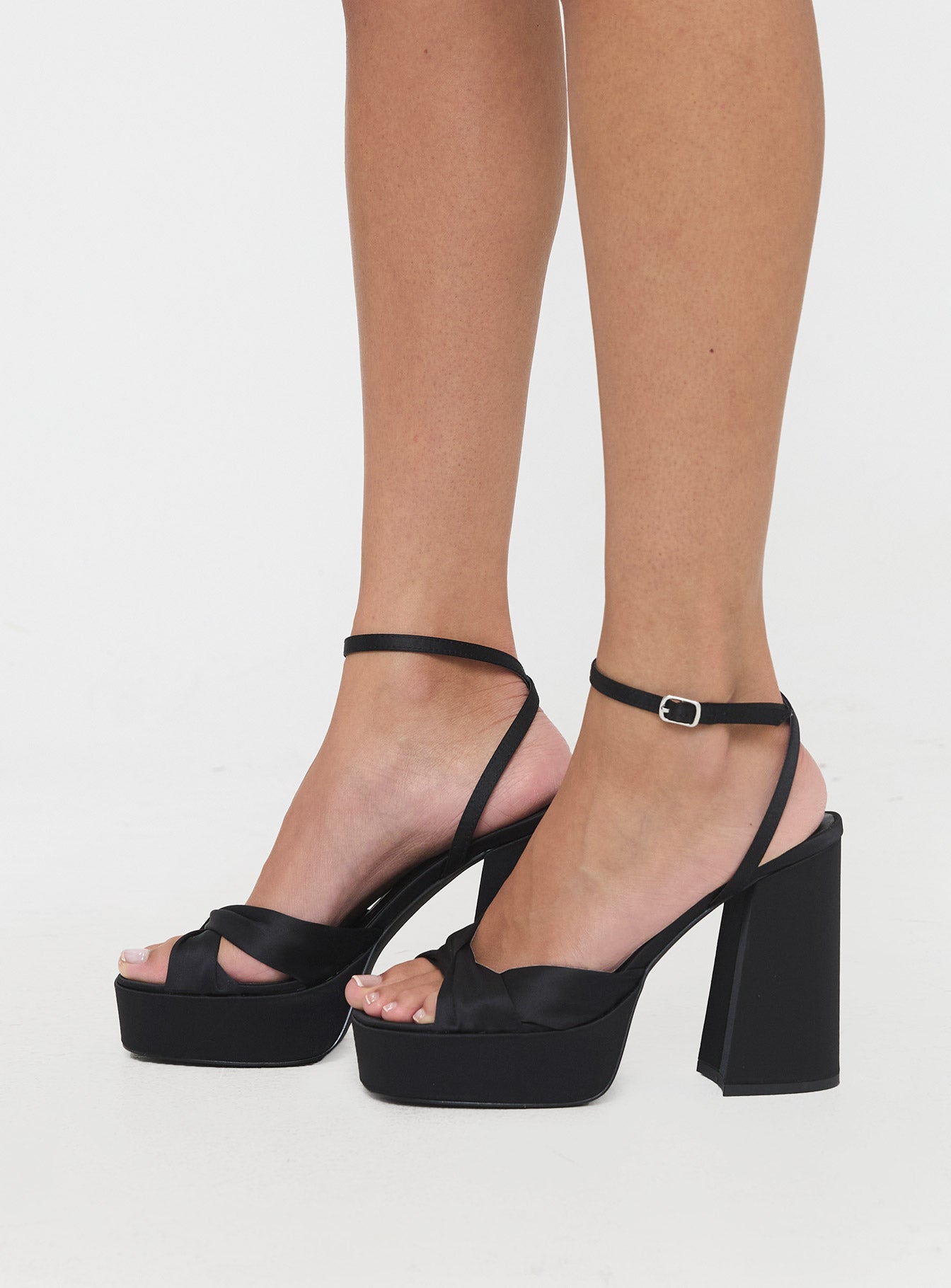 Everlasting Satin Platform Heels Black Cheap Sale Pay With Paypal