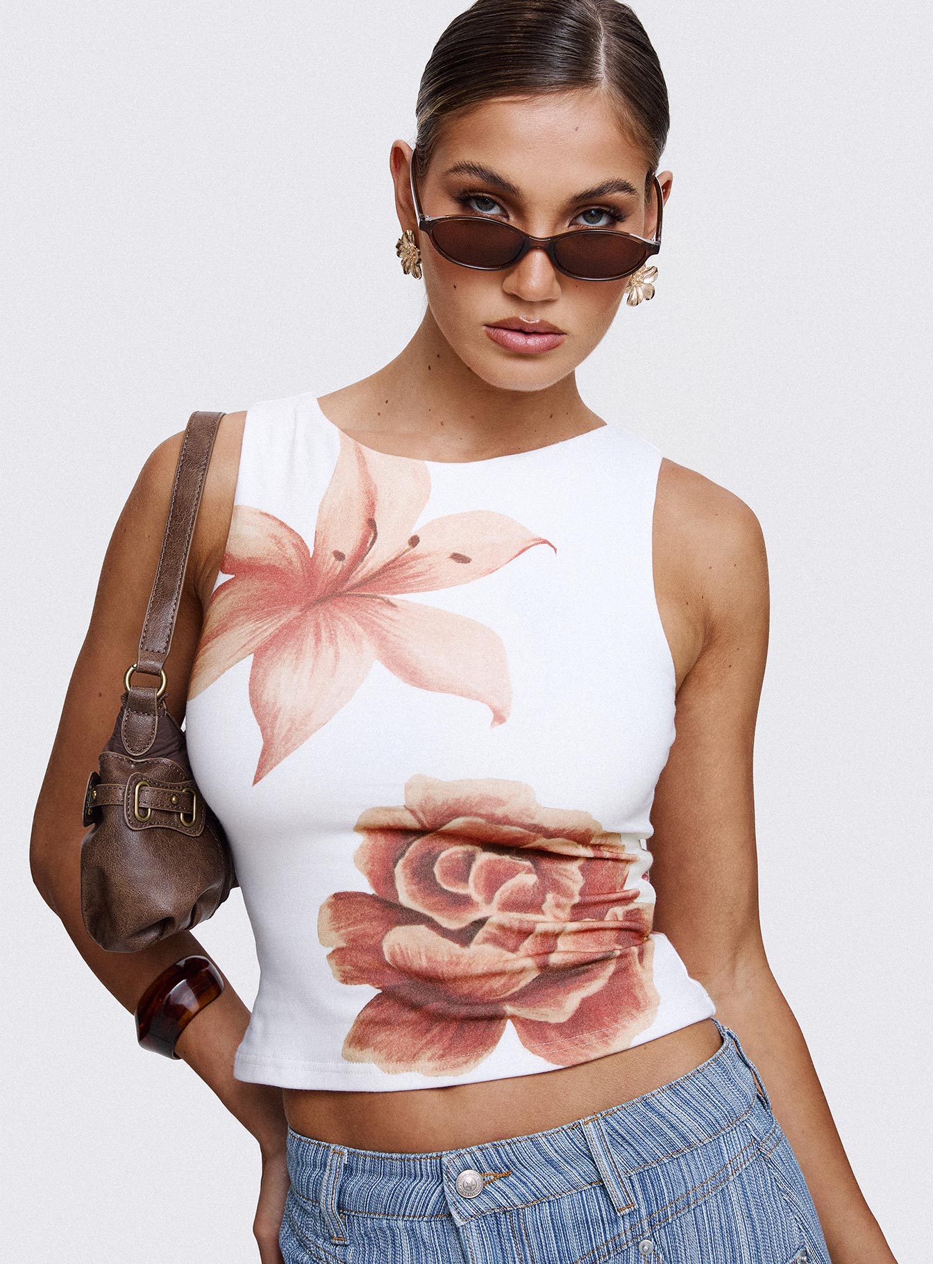 Pegasus Boat Neck Top White Floral Looking For Online