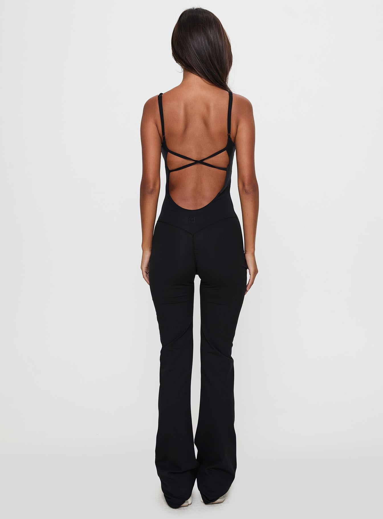 Full-time Flared Backless Active Romper Black For Sale Top Quality