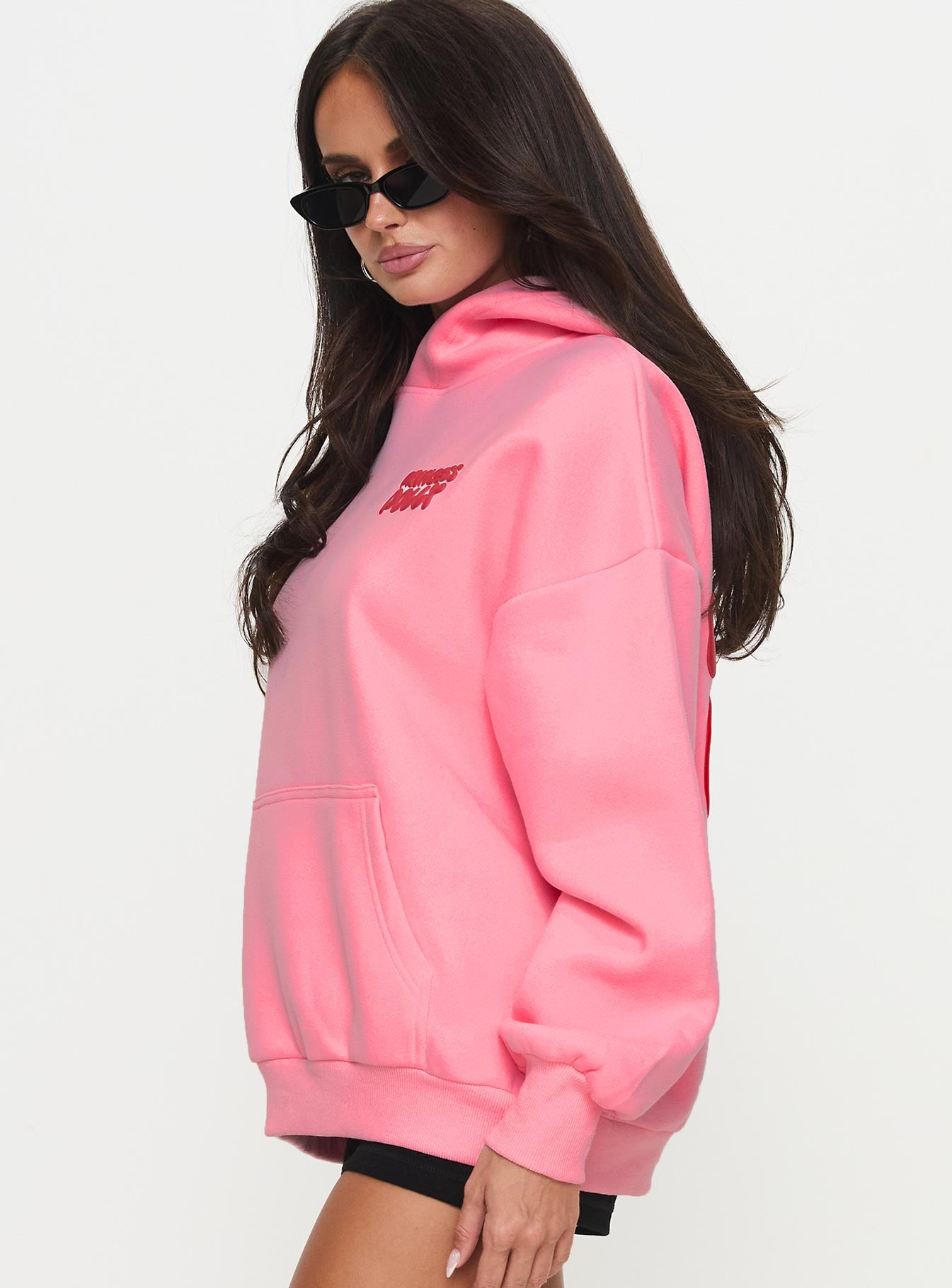 Princess Polly Hooded Sweatshirt Bubble Text Pink / Red Clearance Get Authentic