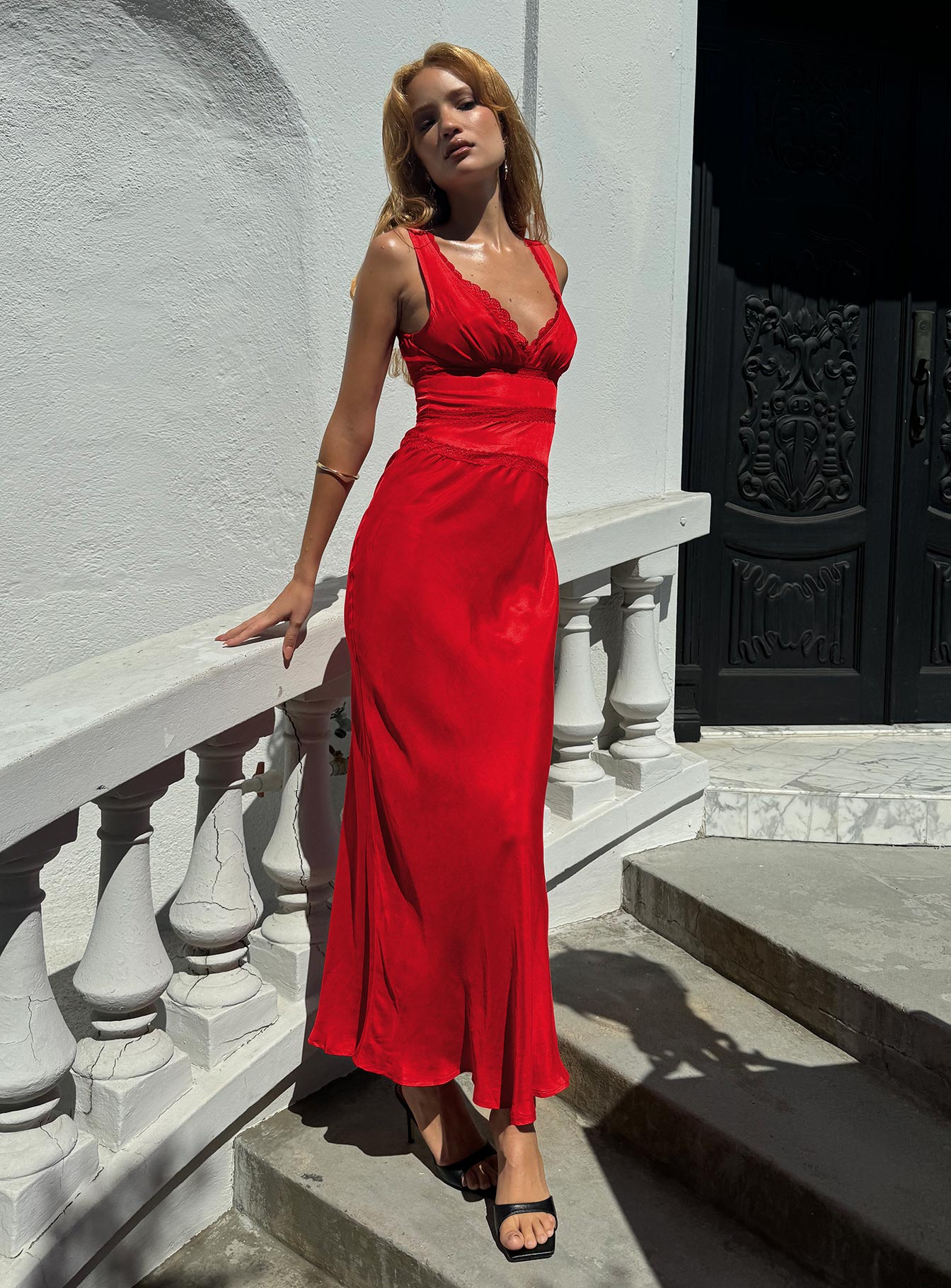 Karlotta Lace Bias Maxi Dress Red Perfect Sale Online