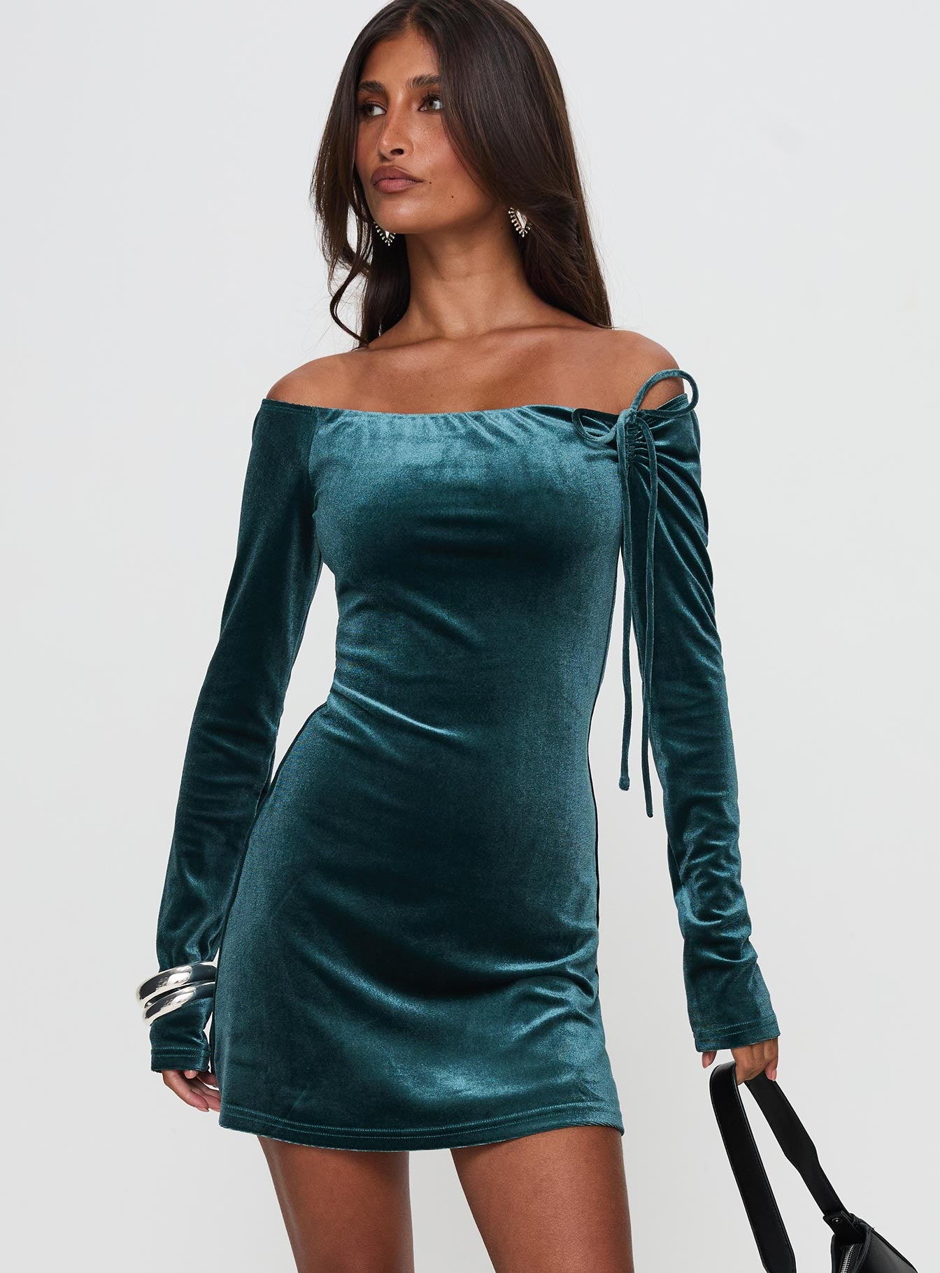 Intertwine Long Sleeve Mini Dress Forest Green Discount 2025 New