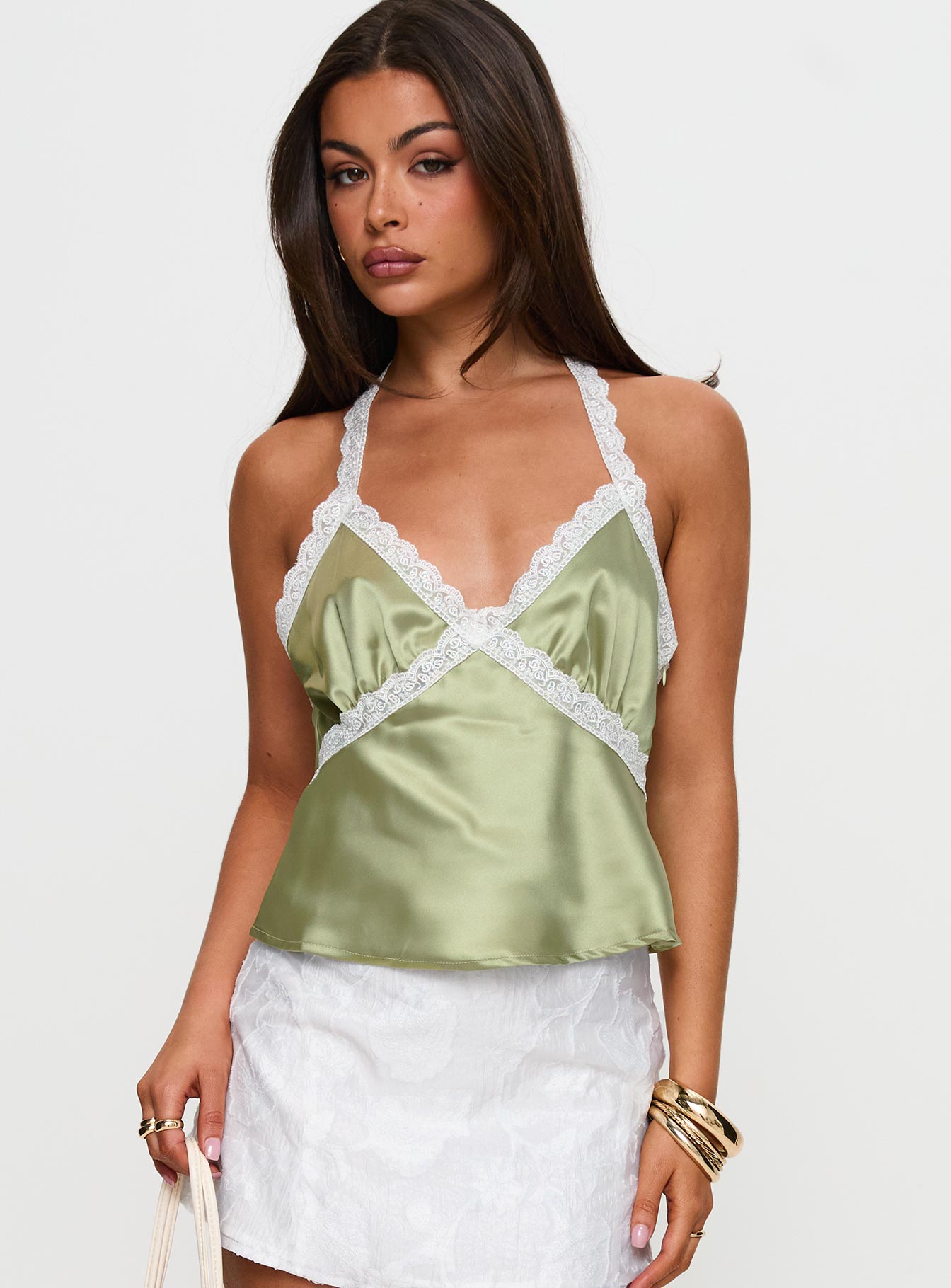 Bimbette Halter Cami Top Green Cheap Sale Enjoy