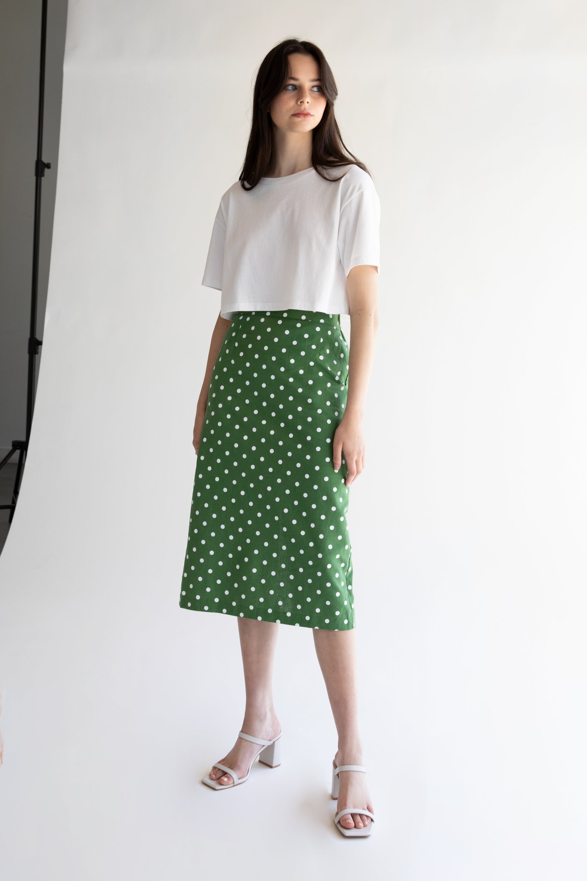 POLKA DOT COTTON LINEN SKIRT Huge Surprise Cheap Pice