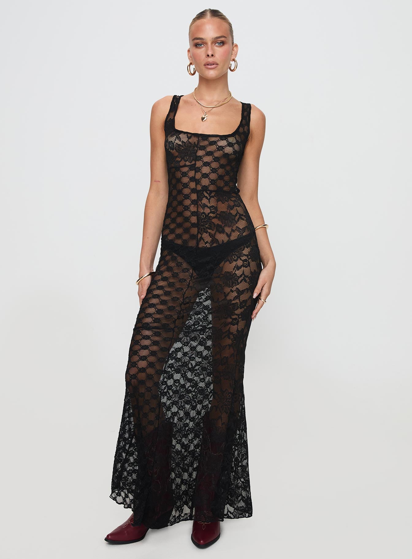 Zhara Lace Dress Black With Credit Card Online
