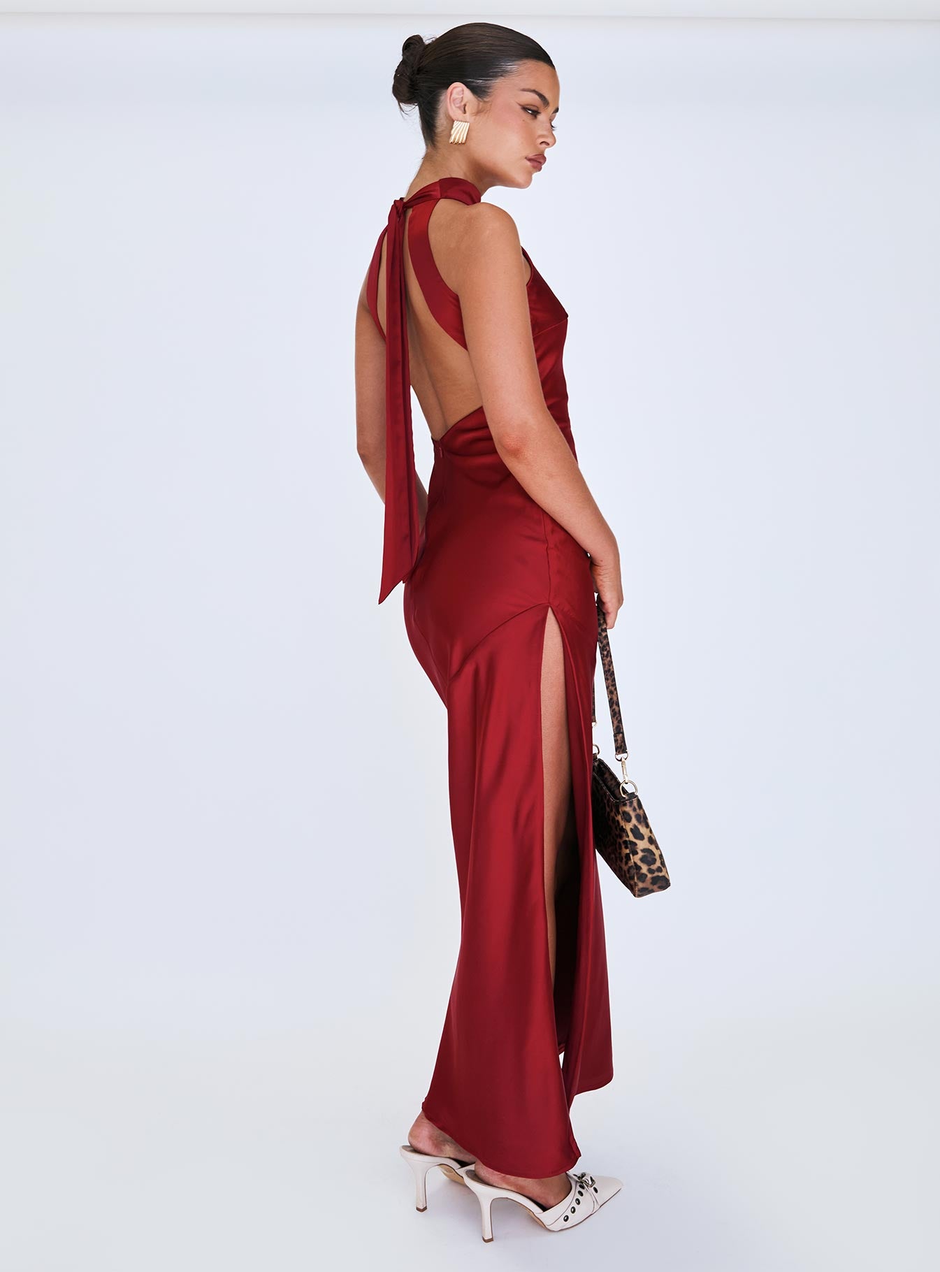 Mordecai Halter Maxi Dress Burgundy Clearance Explore