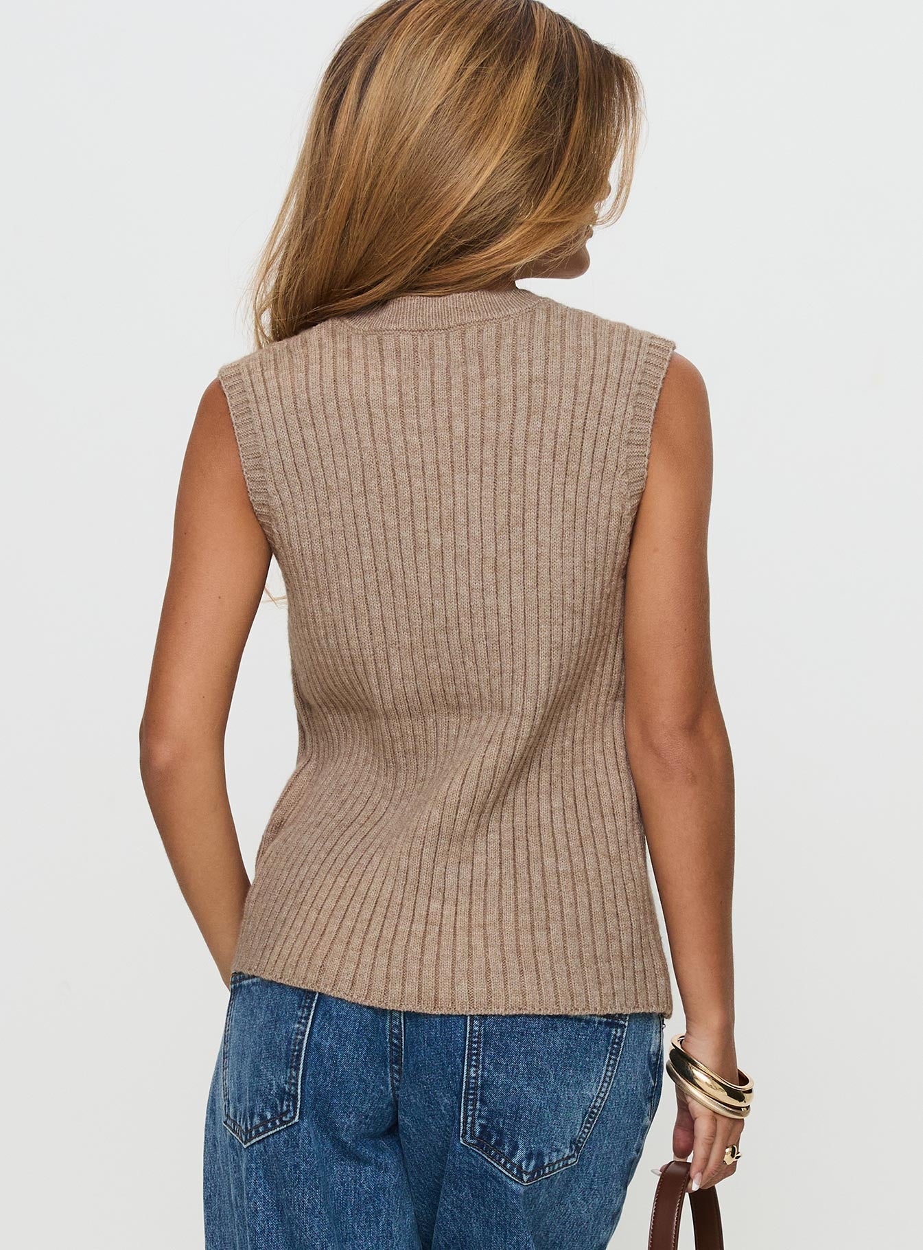 Jessabell Rib Sleeveless Top Mocha Fast Delivery For Sale