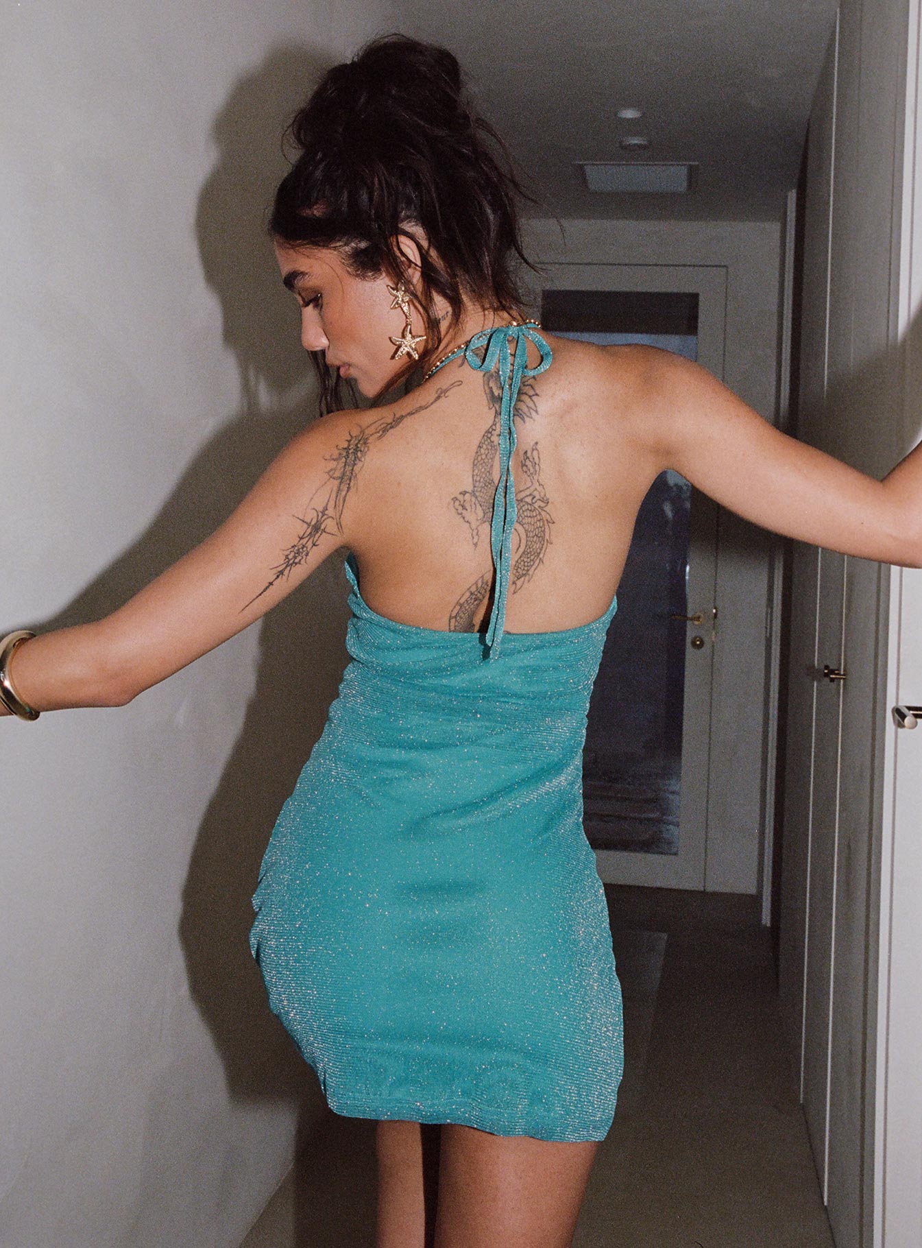 Armonia Mini Dress Teal Petite Clearance Classic