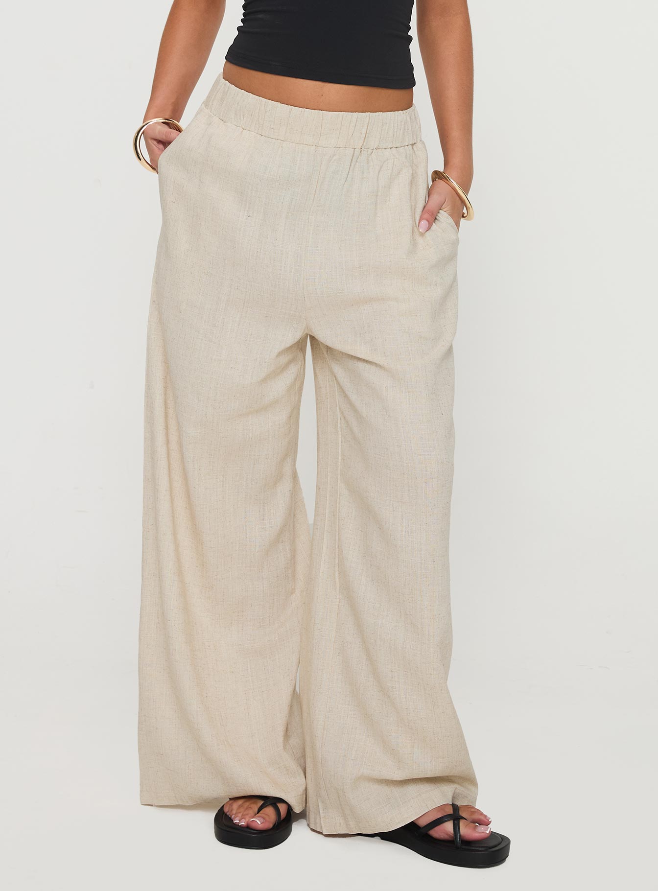 Pellegrini Linen Wide Leg Pants Natural Reliable Online