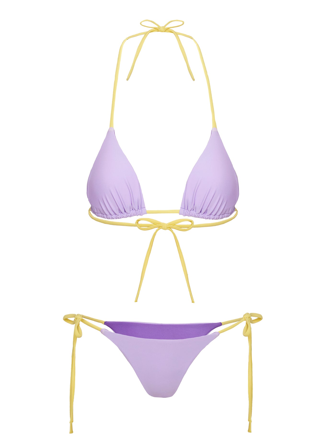 Jenner Tie Side Ruched Bikini Bottom Yellow / Purple Latest Collections Sale Online