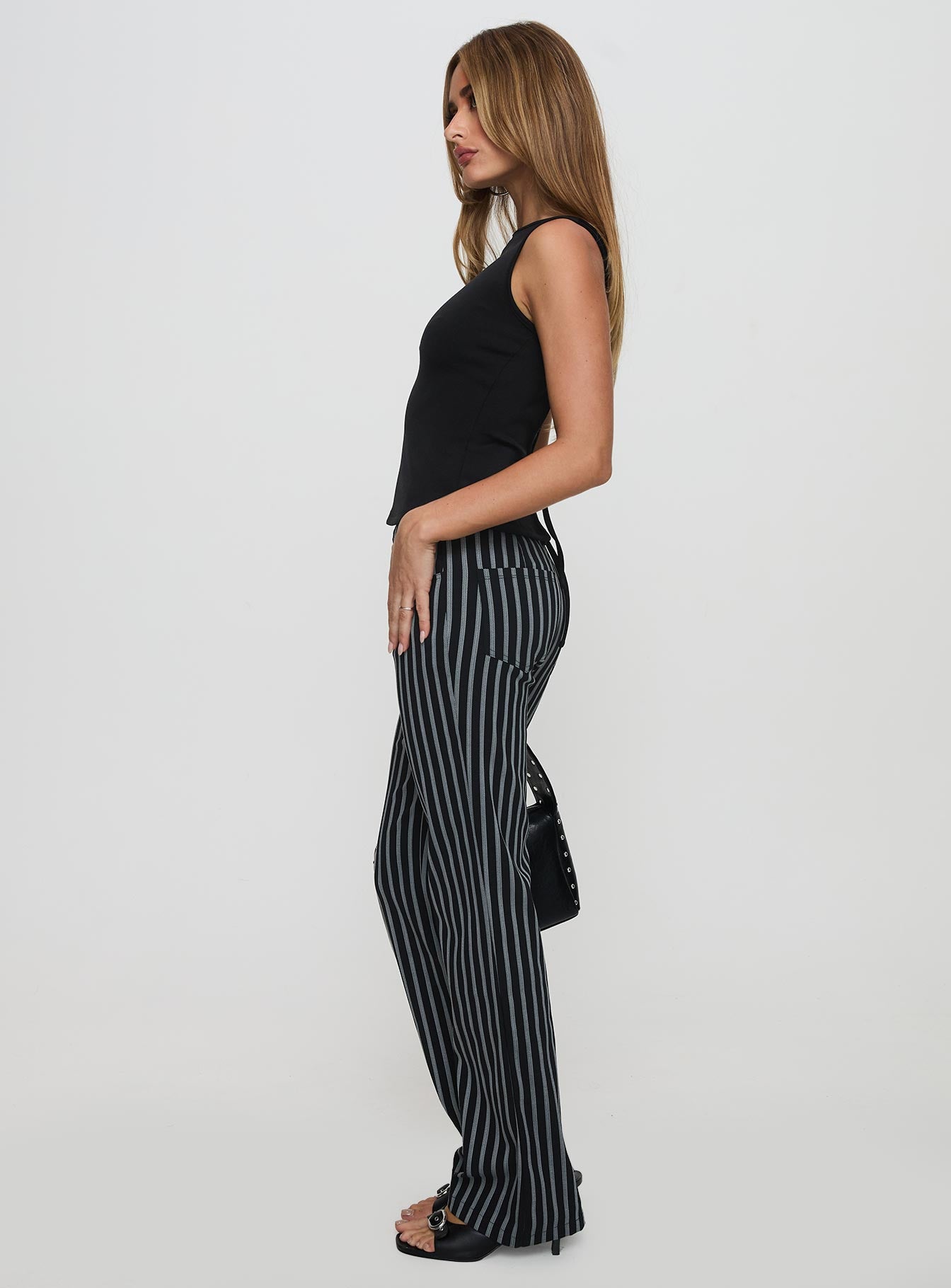 Allude Low Waist Pinstripe Pant Black Cheap Perfect