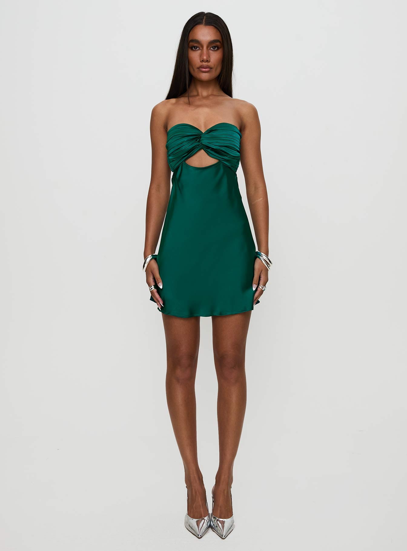 Faviola Mini Dress Emerald Free Shipping For Sale
