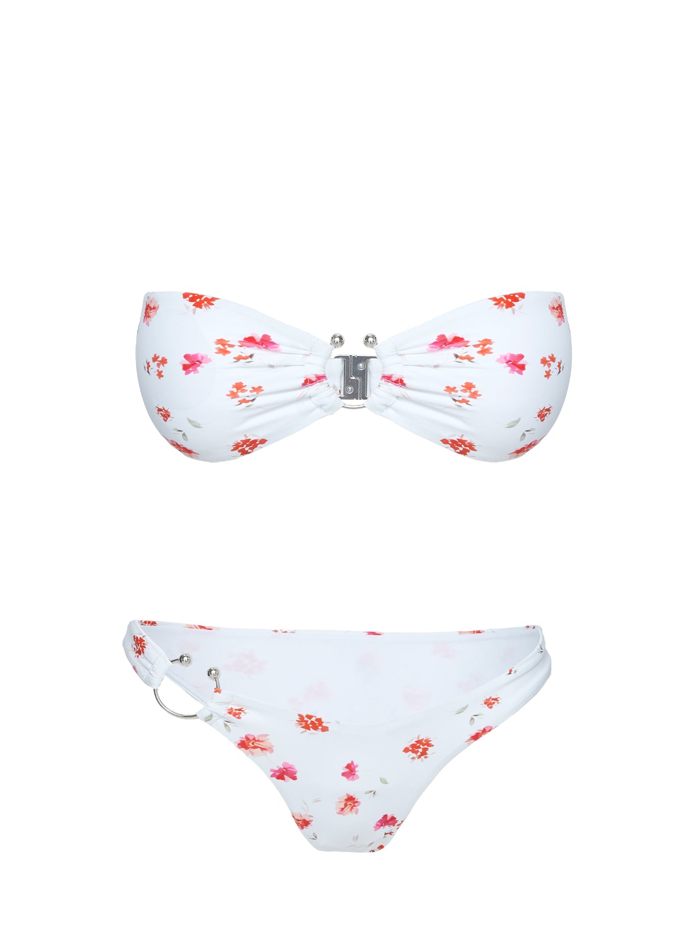 Candy Strapless Bikini Top White / Pink Floral Low Pice Fee Shipping Cheap Online