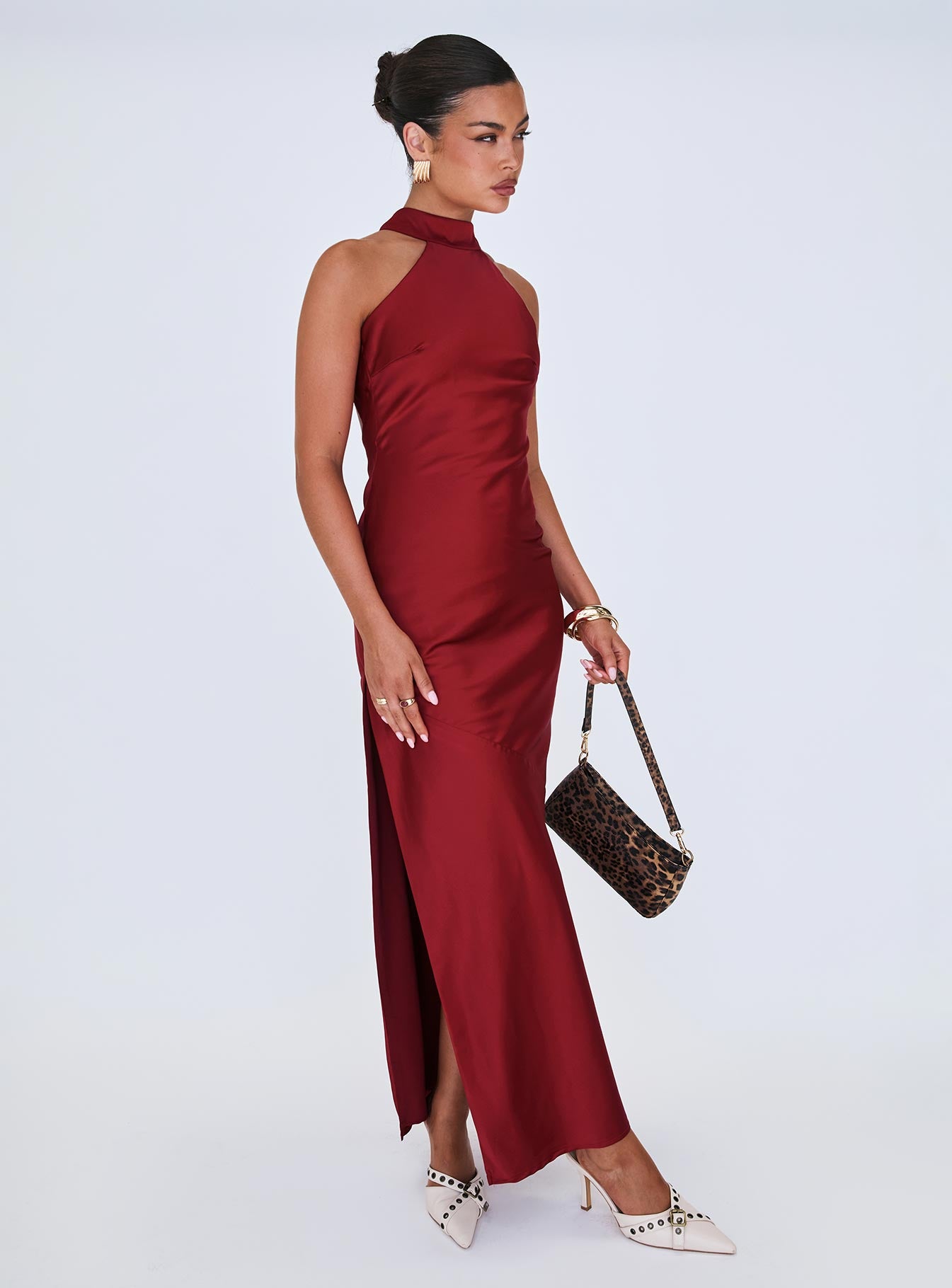 Mordecai Halter Maxi Dress Burgundy Clearance Explore