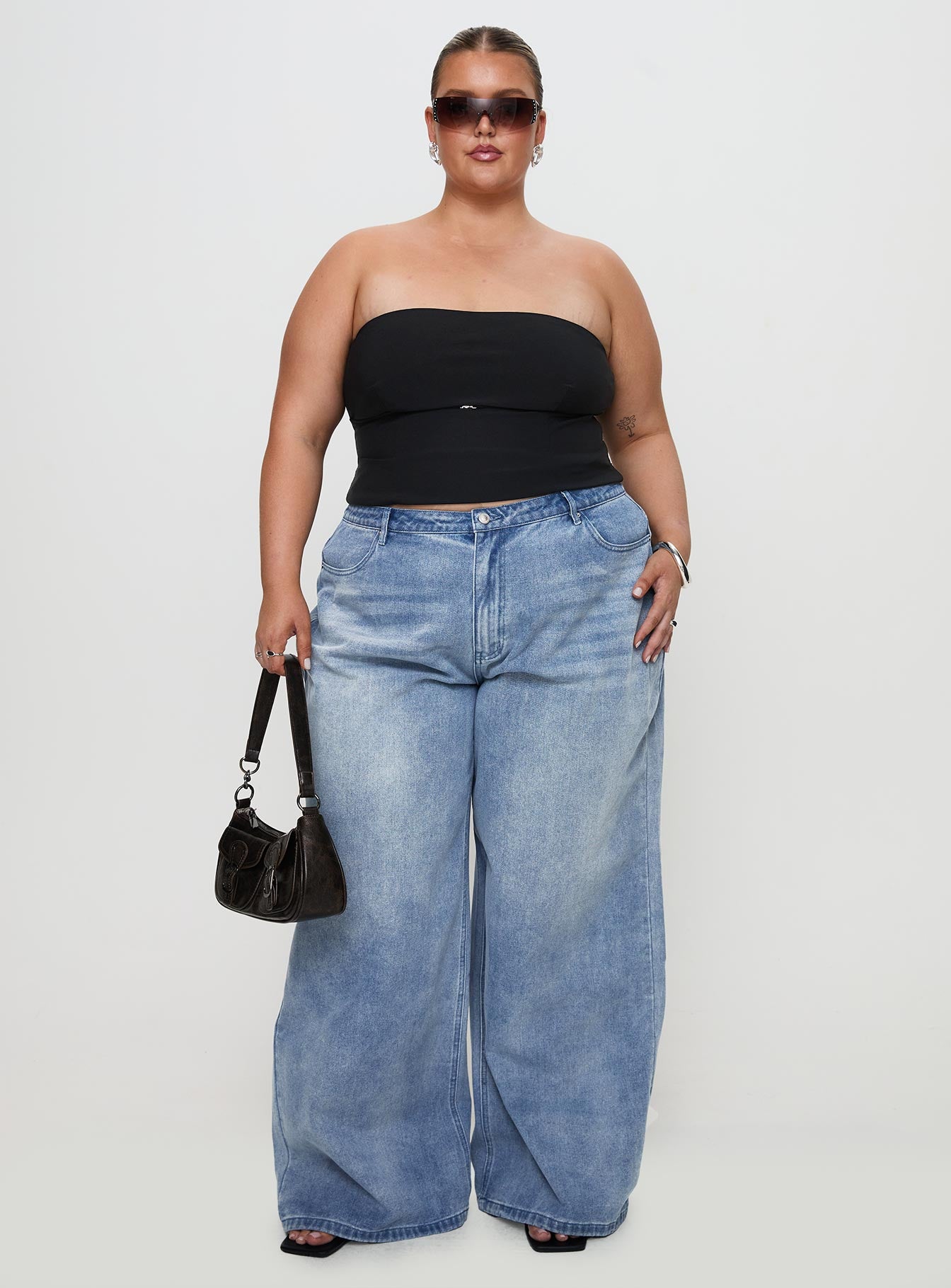Flounce Strapless Top Black Curve Outlet Exclusive