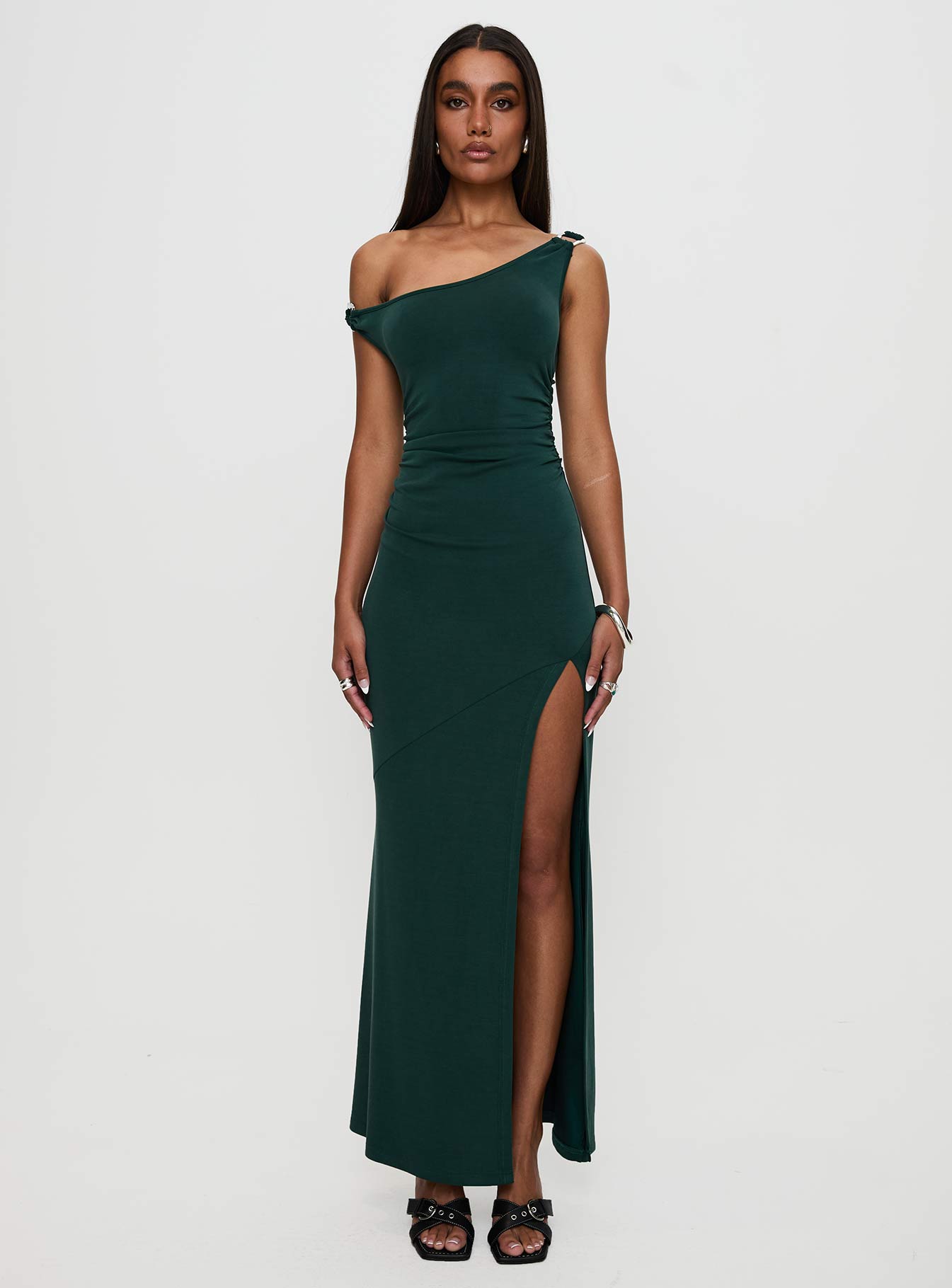 Rios One Shoulder Maxi Dress Green Cheap Pice Wholesale Pice