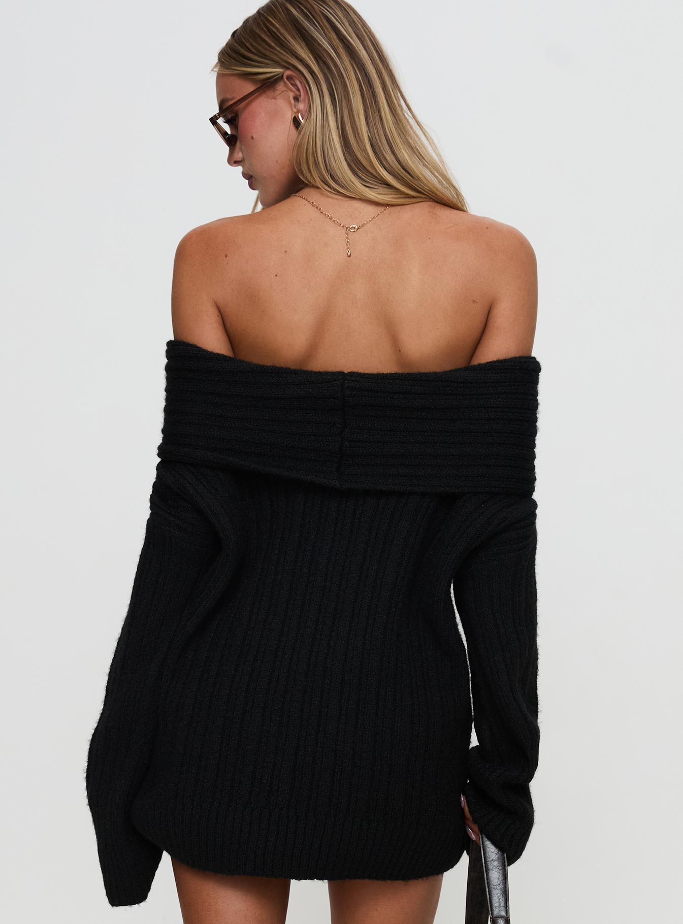 Snowie Off Shoulder Knit Sweater Black Fake Cheap Online