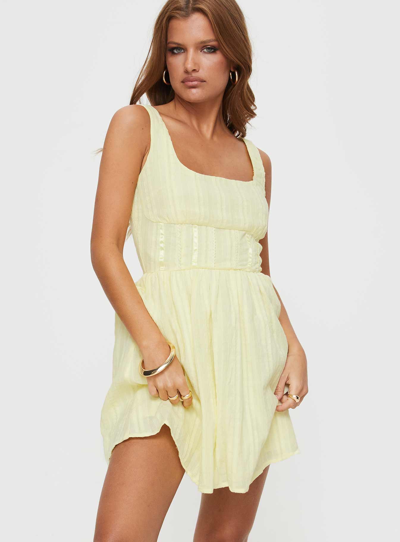 Lorinda Mini Dress Yellow Petite Footlocker Finishline Cheap Pice