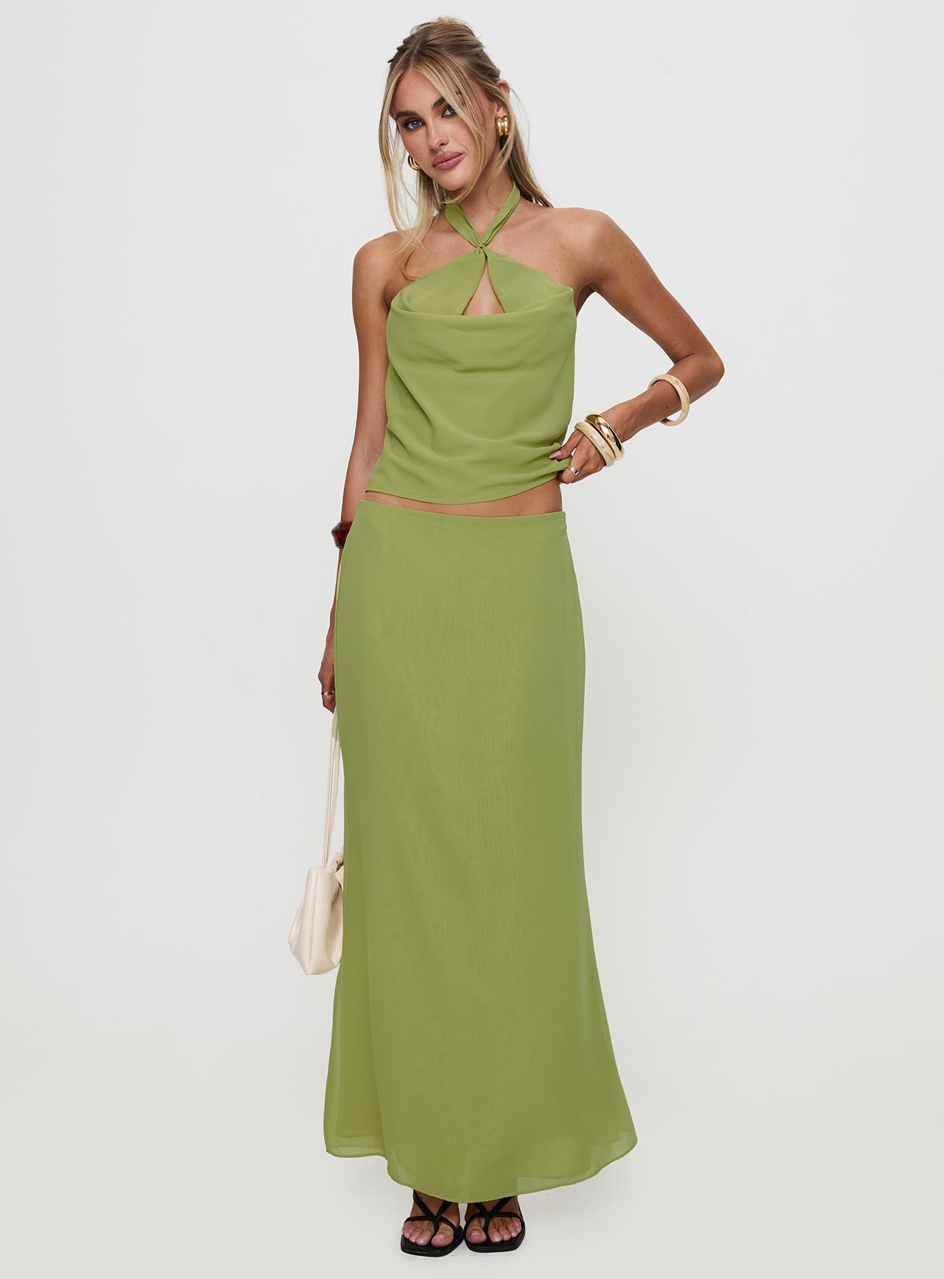 Eleganza Maxi Skirt Green Outlet Collections