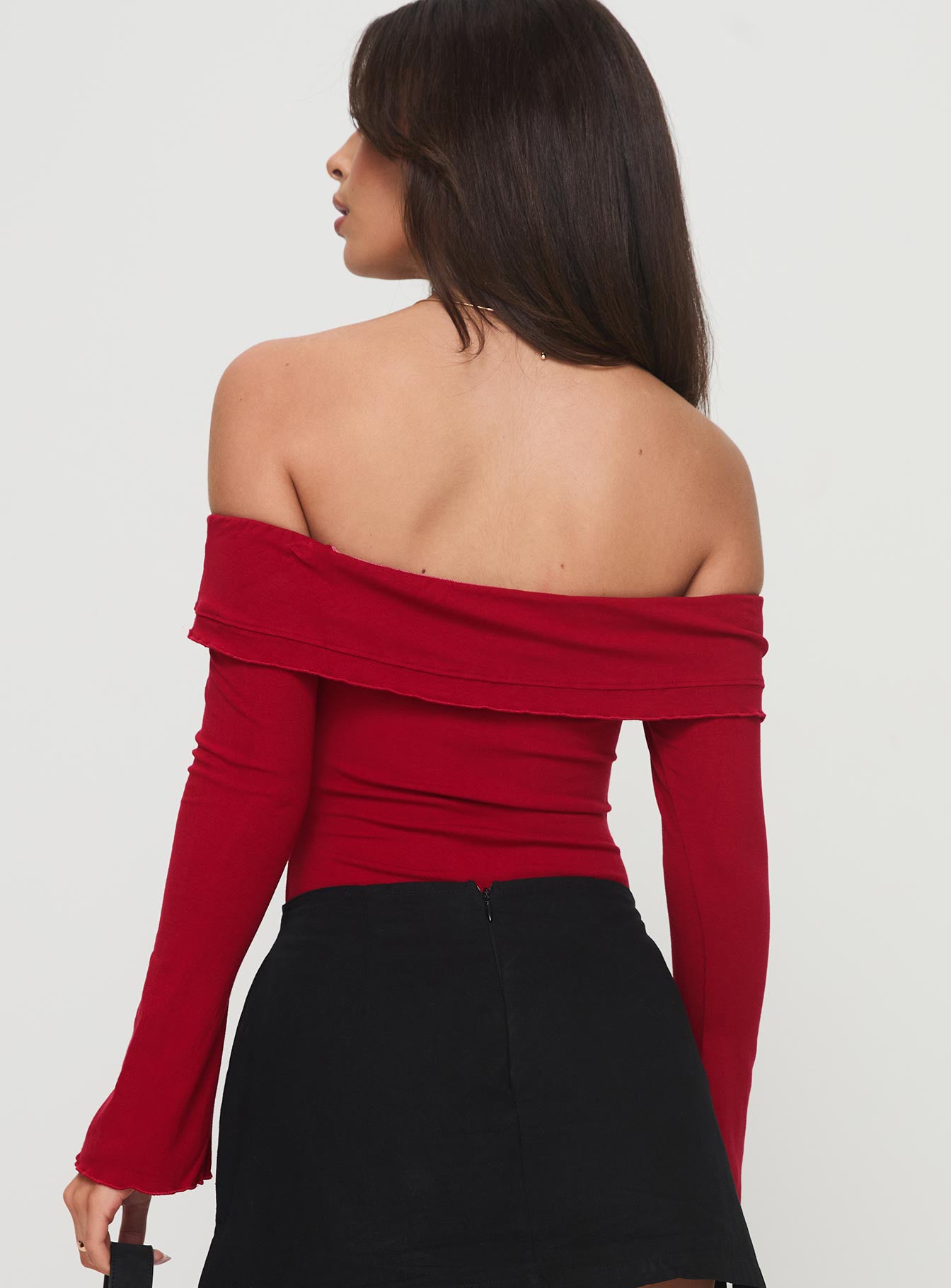 Afterglow Off The Shoulder Bodysuit Burgundy Pictures Cheap Online