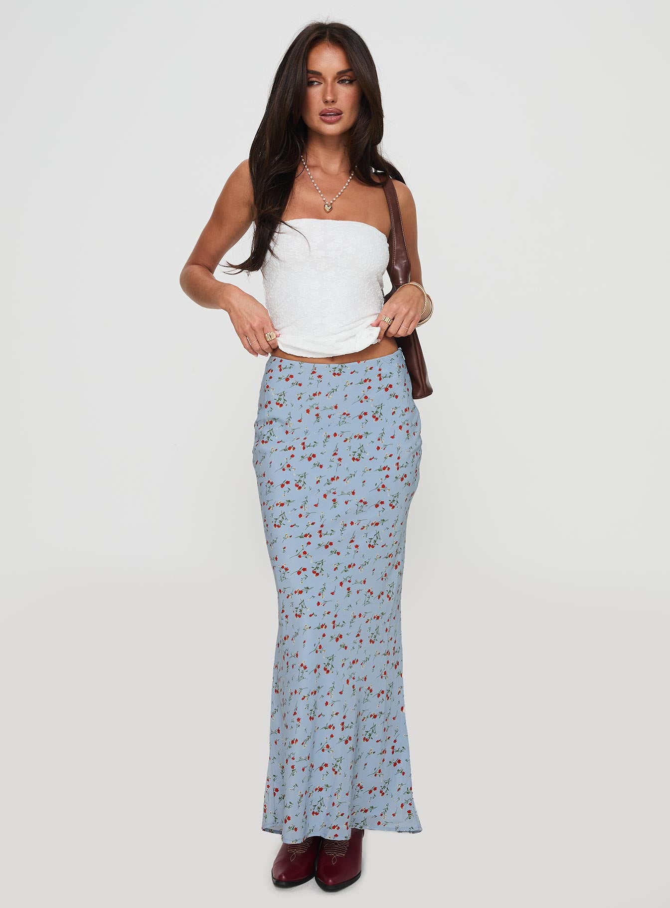 Rotelle Maxi Skirt Blue Floral Authentic