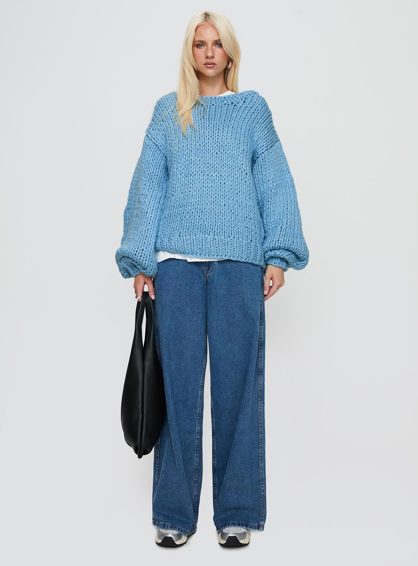 Arrowtown Hand Knit Sweater Blue Cheap Affordable