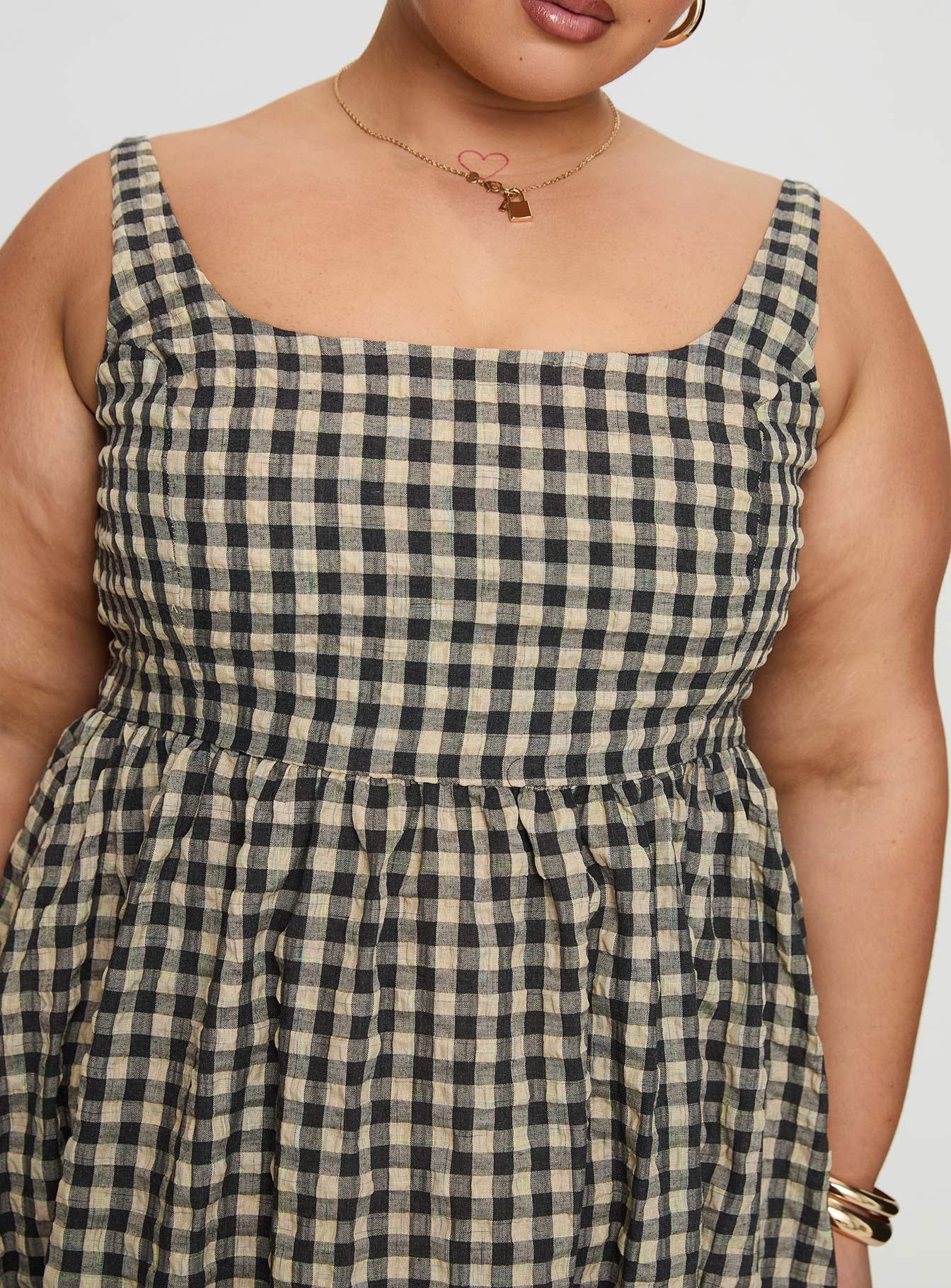 Cartmel Check Maxi Dress Black / Cream Curve Best Pices