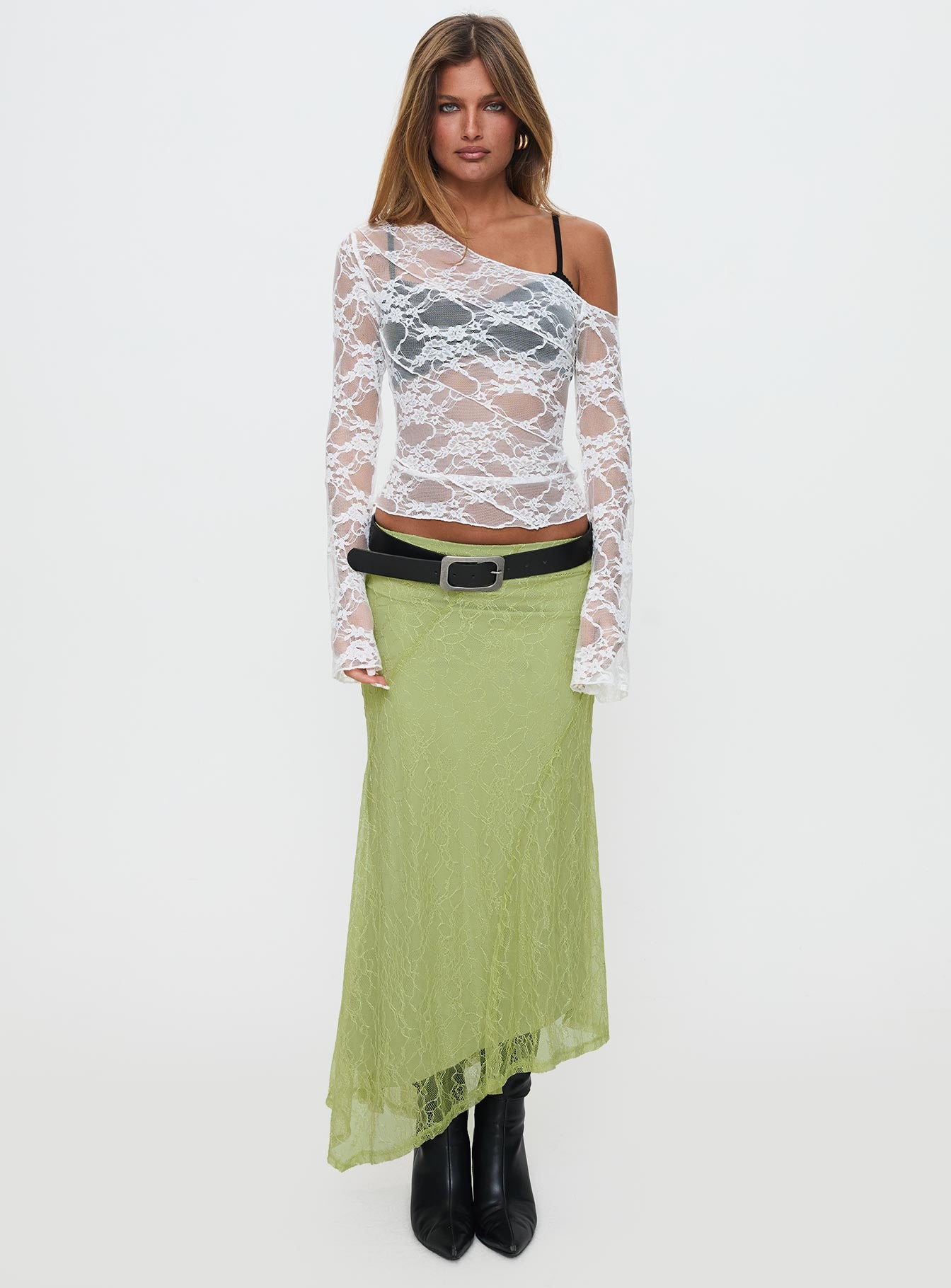 Dreamcatcher Lace Maxi Skirt Green High Quality For Sale