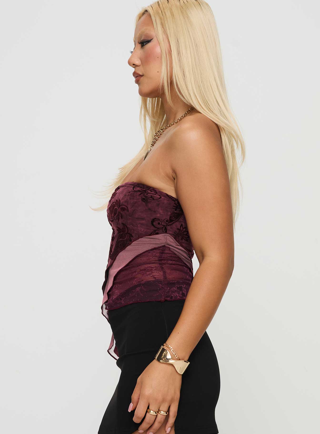 Lourde Strapless Top Wine Low Pice Fee Shipping Online