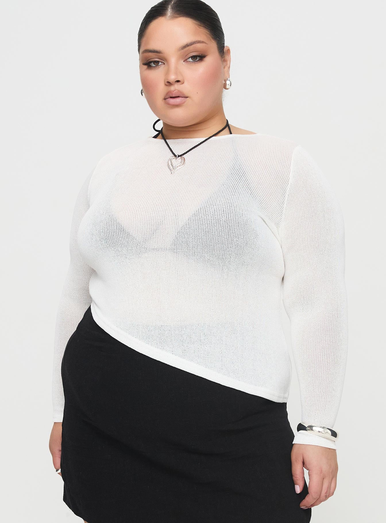 Pratt Long Sleeve Top White Curve Very Cheap