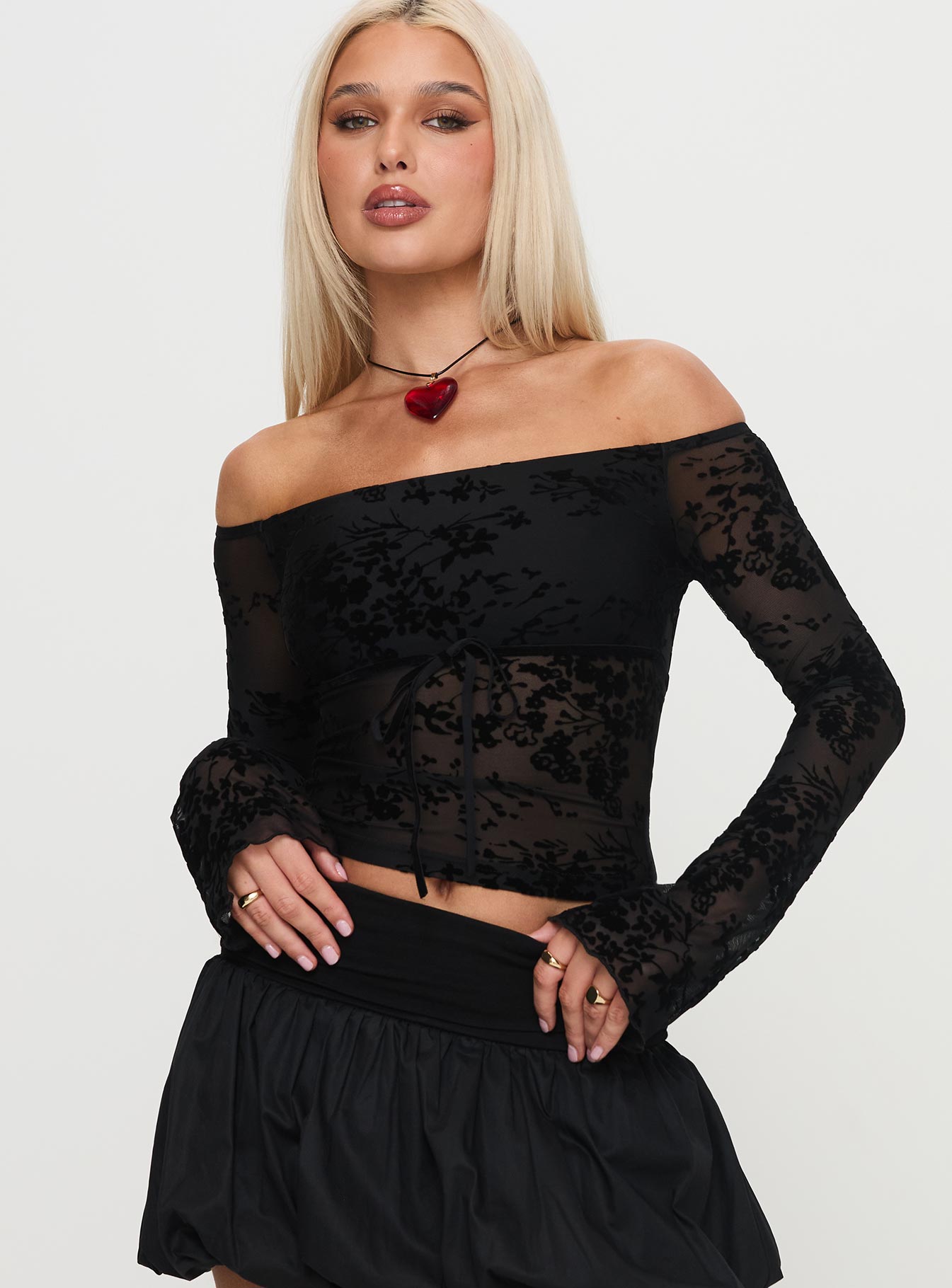 Dance For Me Off Shoulder Lace Top Black New Arrival Cheap Online