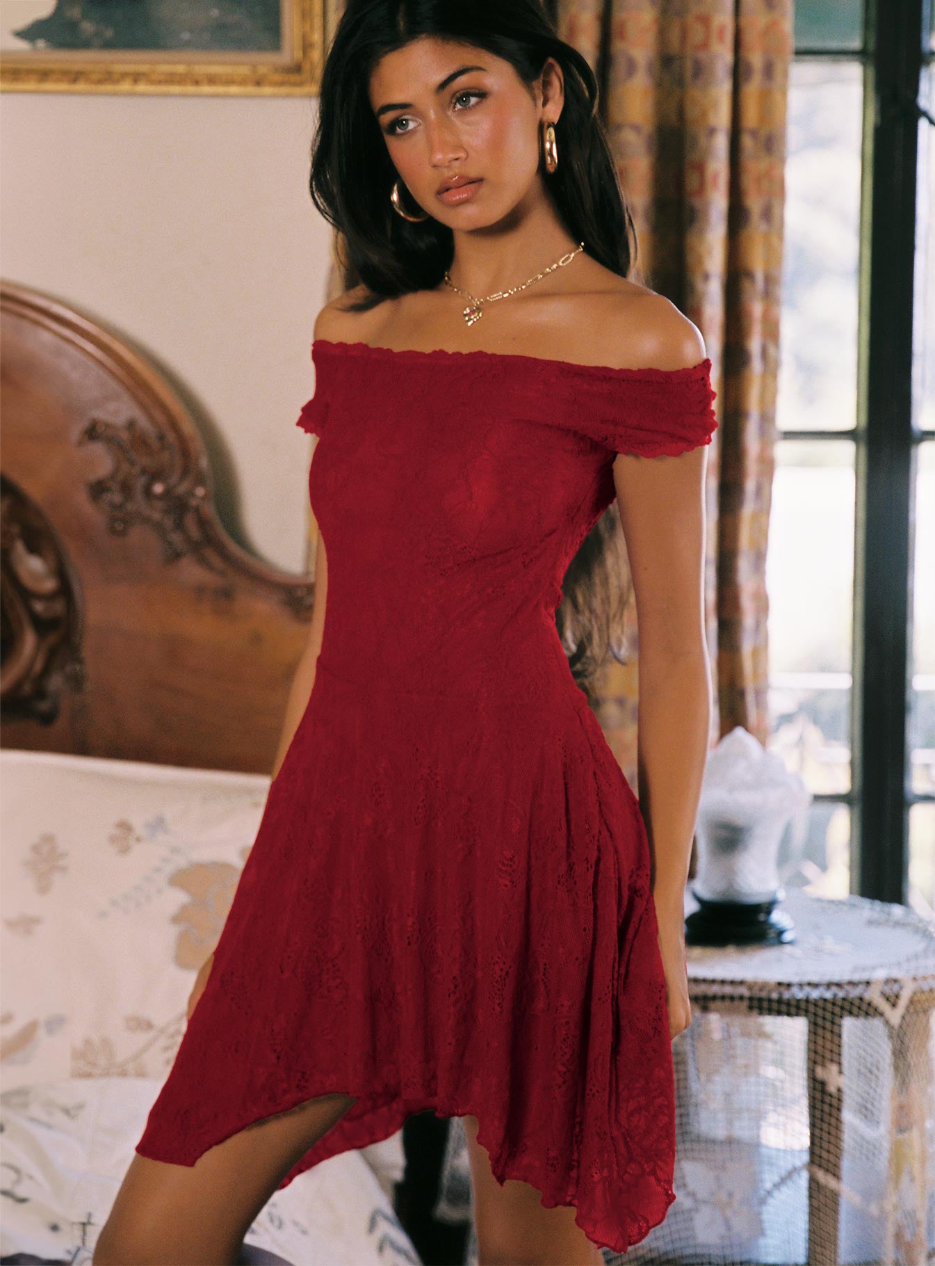 La Dolce Vita Lace Mini Dress Red Sale Recommend