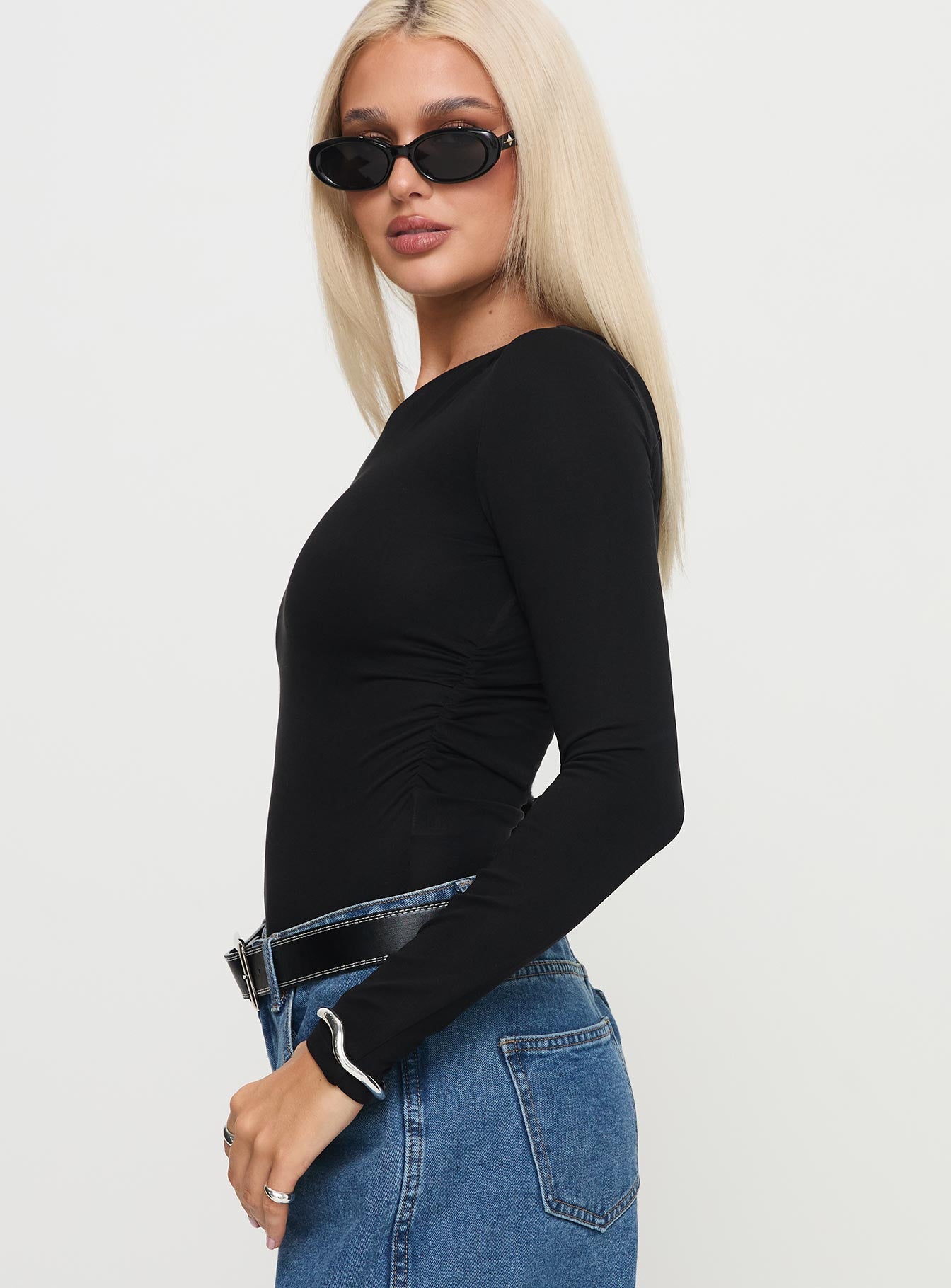 Miyako Long Sleeve Bodysuit Black Clearance Fake