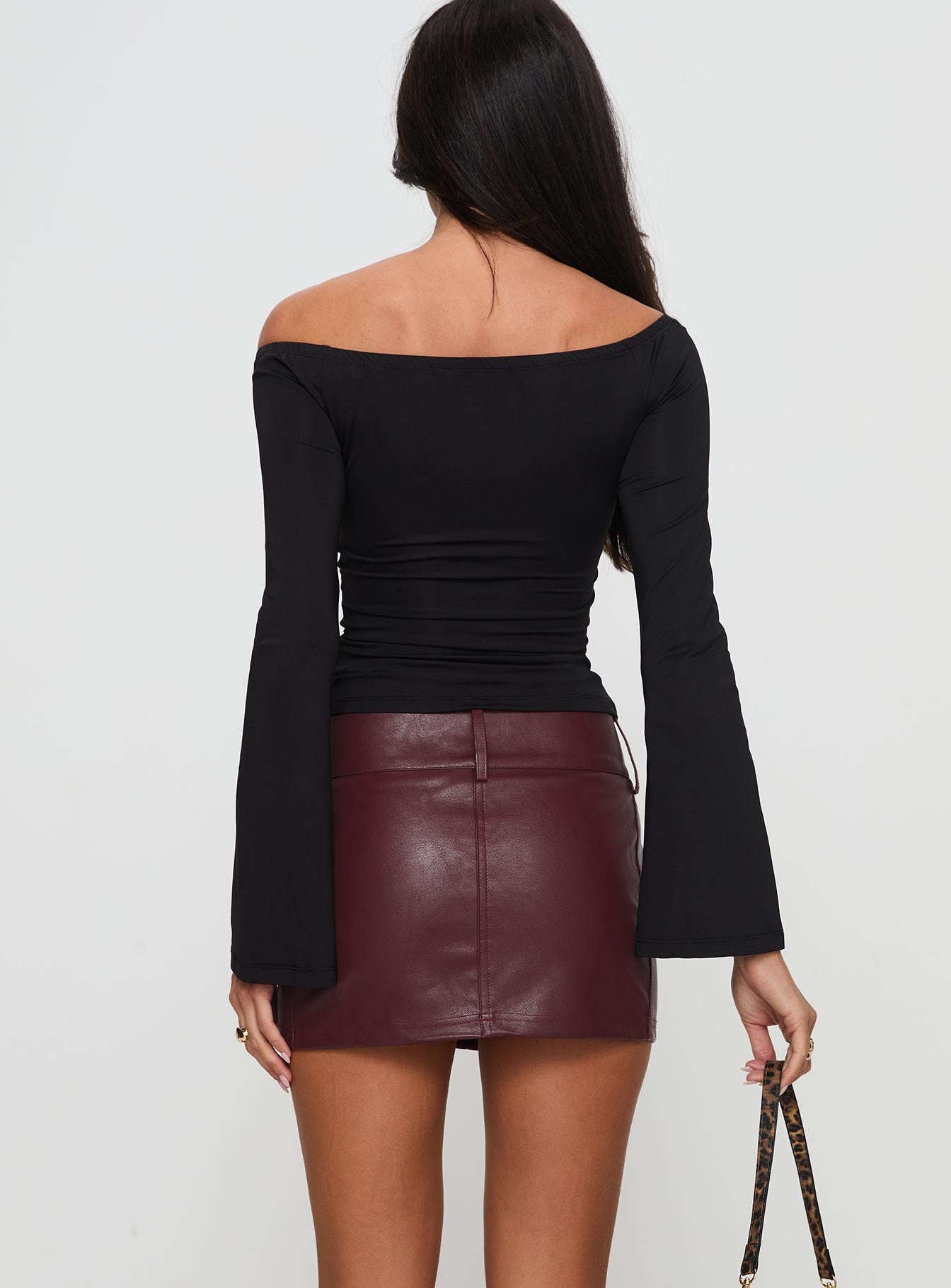 Magee Faux Leather Mini Skirt Burgundy Cheap Pirce