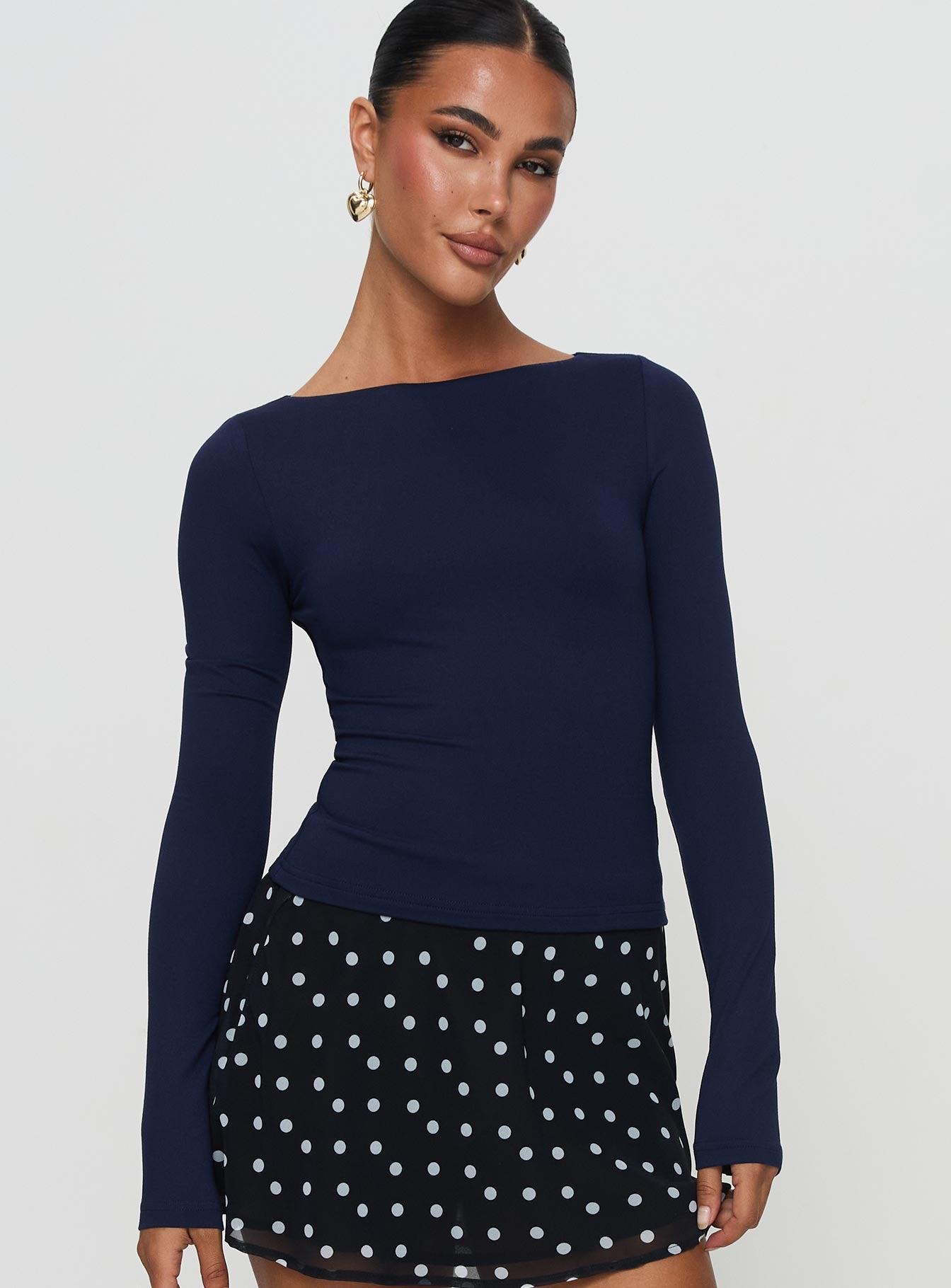 Nikoli Long Sleeve Top Navy Excellent Online