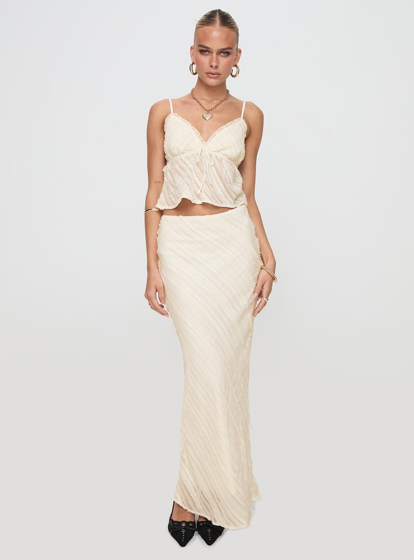 Jacintha Maxi Skirt Cream Buy Cheap Classic