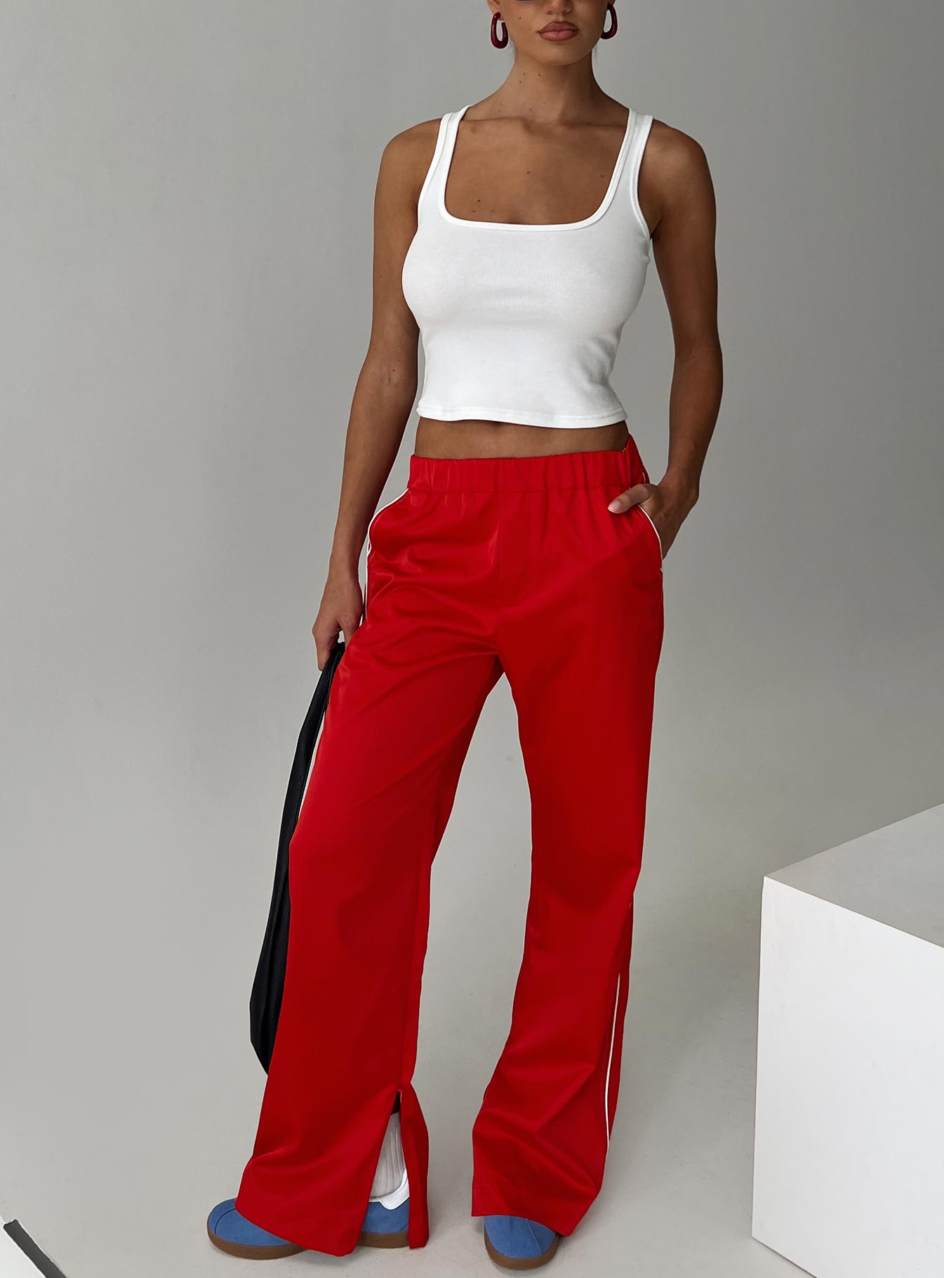 Travalta Satin Track Pant Red Order Cheap Online